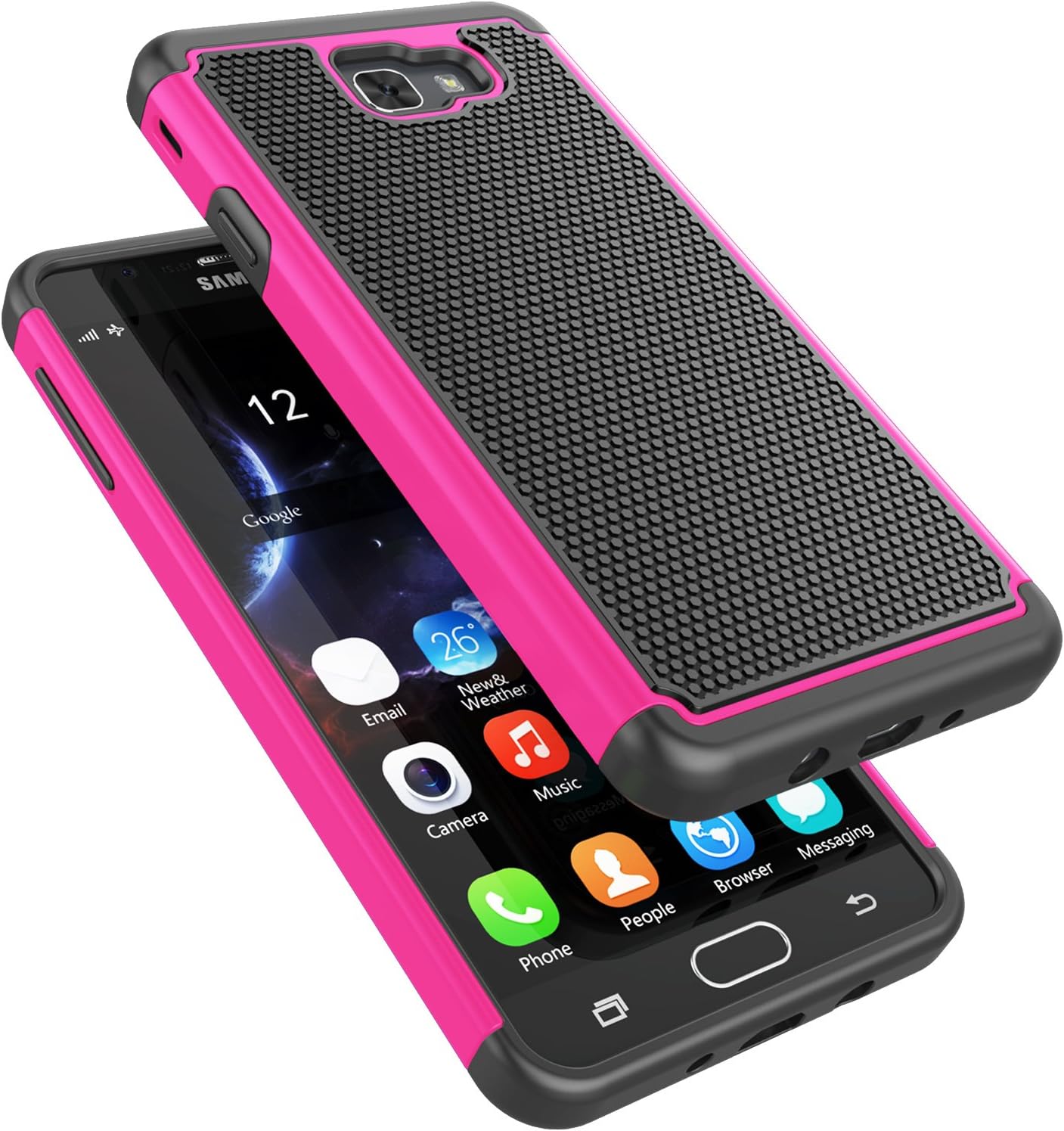Tekcoo for Galaxy J7 Sky Pro Case/for Galaxy J7 V/J7V/J7 Perx Case for Girls, [Tmajor] Shock Absorbing [Rose] Rubber Plastic Scratch Resistant Defender Bumper Hard Cover Cases for Samsung J7 2017