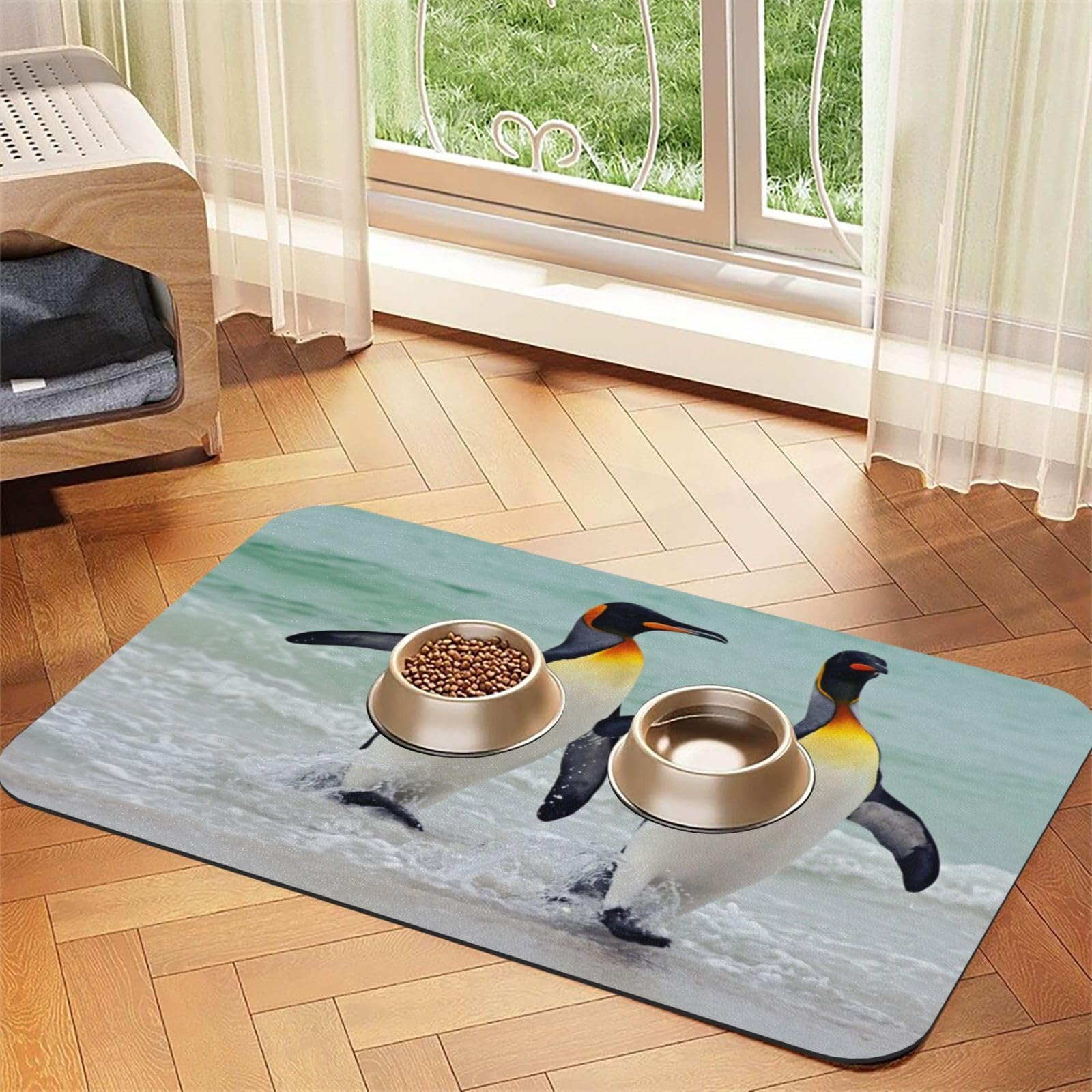 Niedliche Pinguin-bedruckte Futternapf-Matten, rutschfeste und geschmacksneutrale Futtermatten für Hunde und Katzen