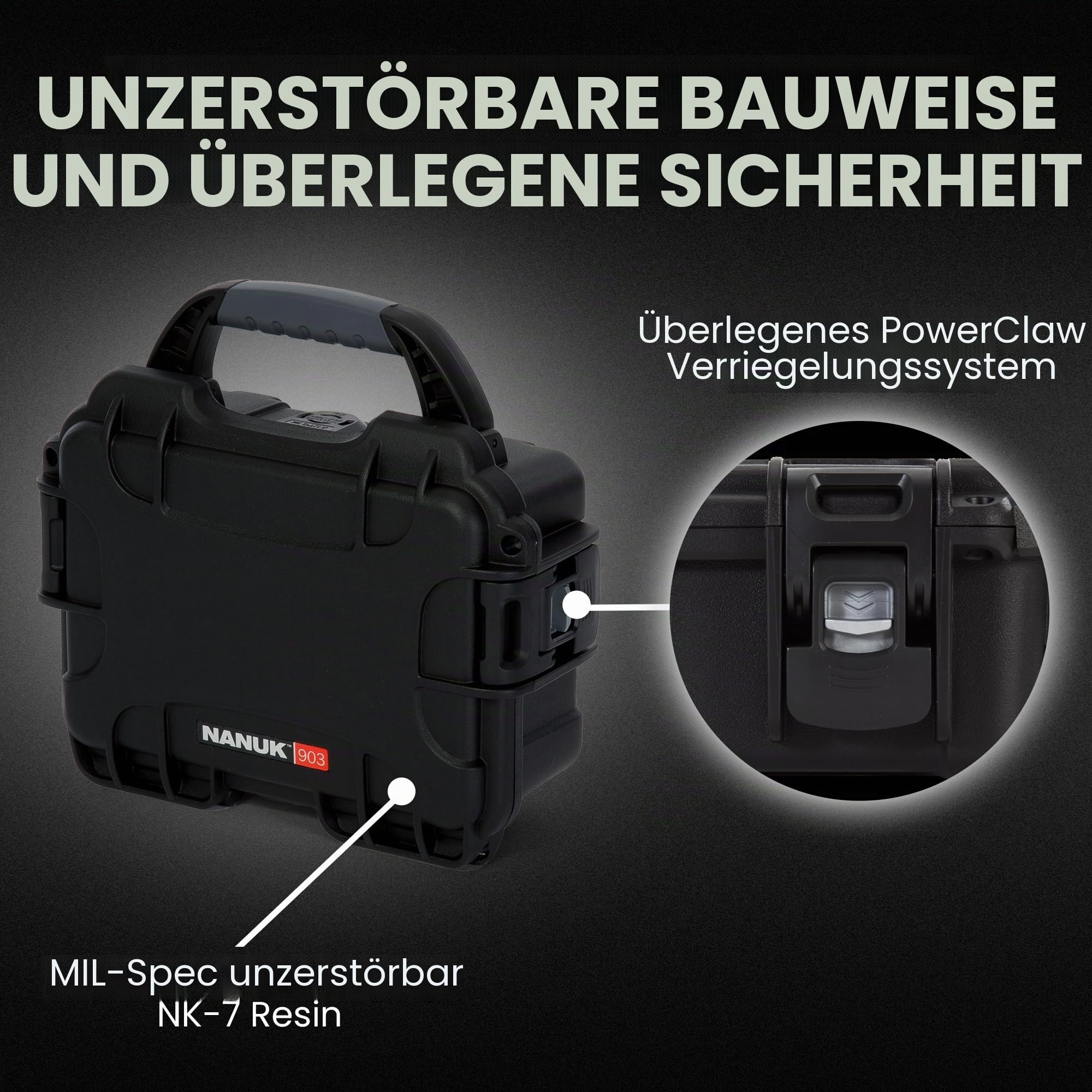 Nanuk 903 Wasserdichter Hartschalenkoffer Mit Plüschschaumeinlage - Schwarz – Bild 2