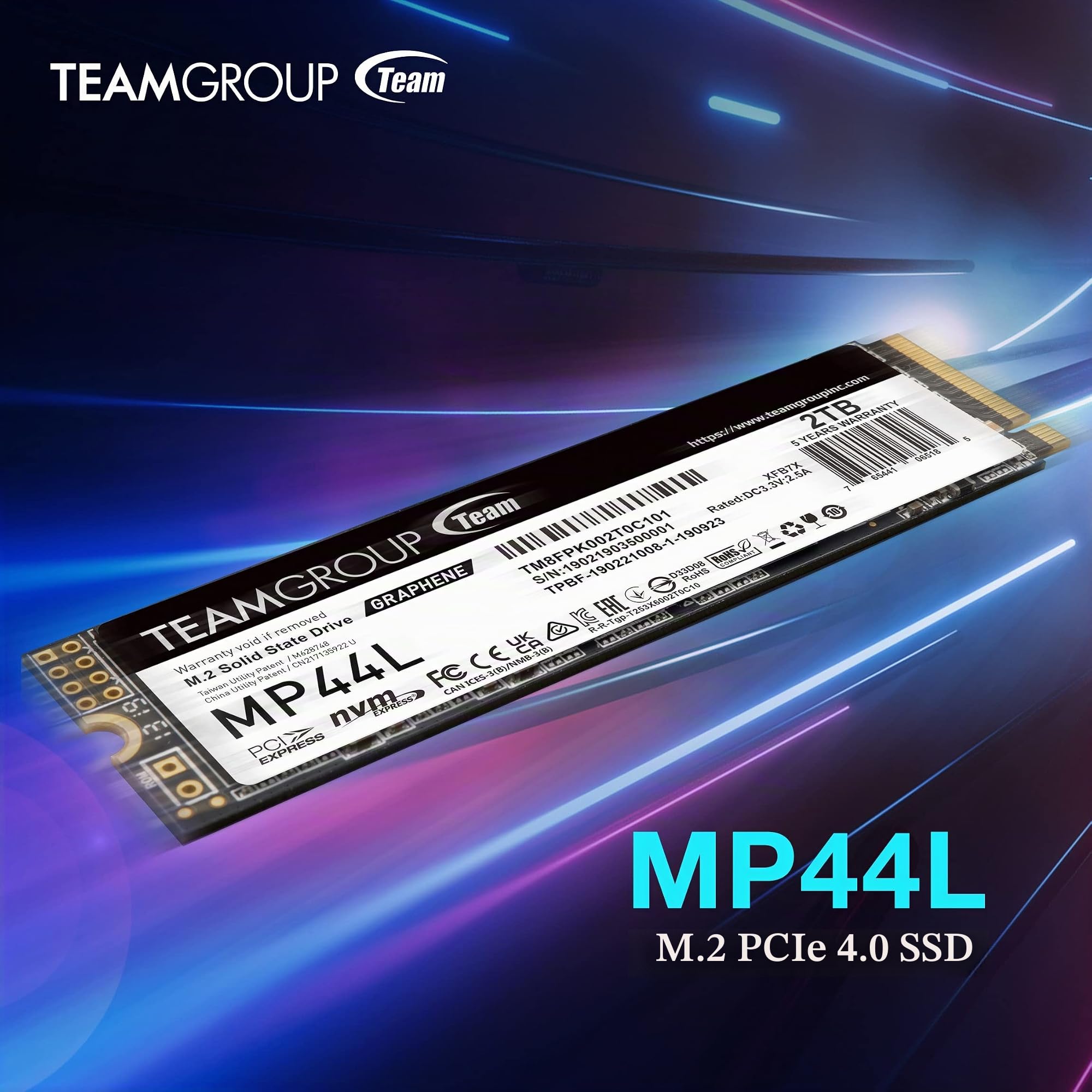 TEAMGROUP MP44L 2TB SLC Cache NVMe 1.4 PCIe Gen 4x4 M.2 2280 Laptop & Desktop SSD (R/W Geschwindigkeit bis zu 4.800/4.400MB/s) TM8FPK002T0C101