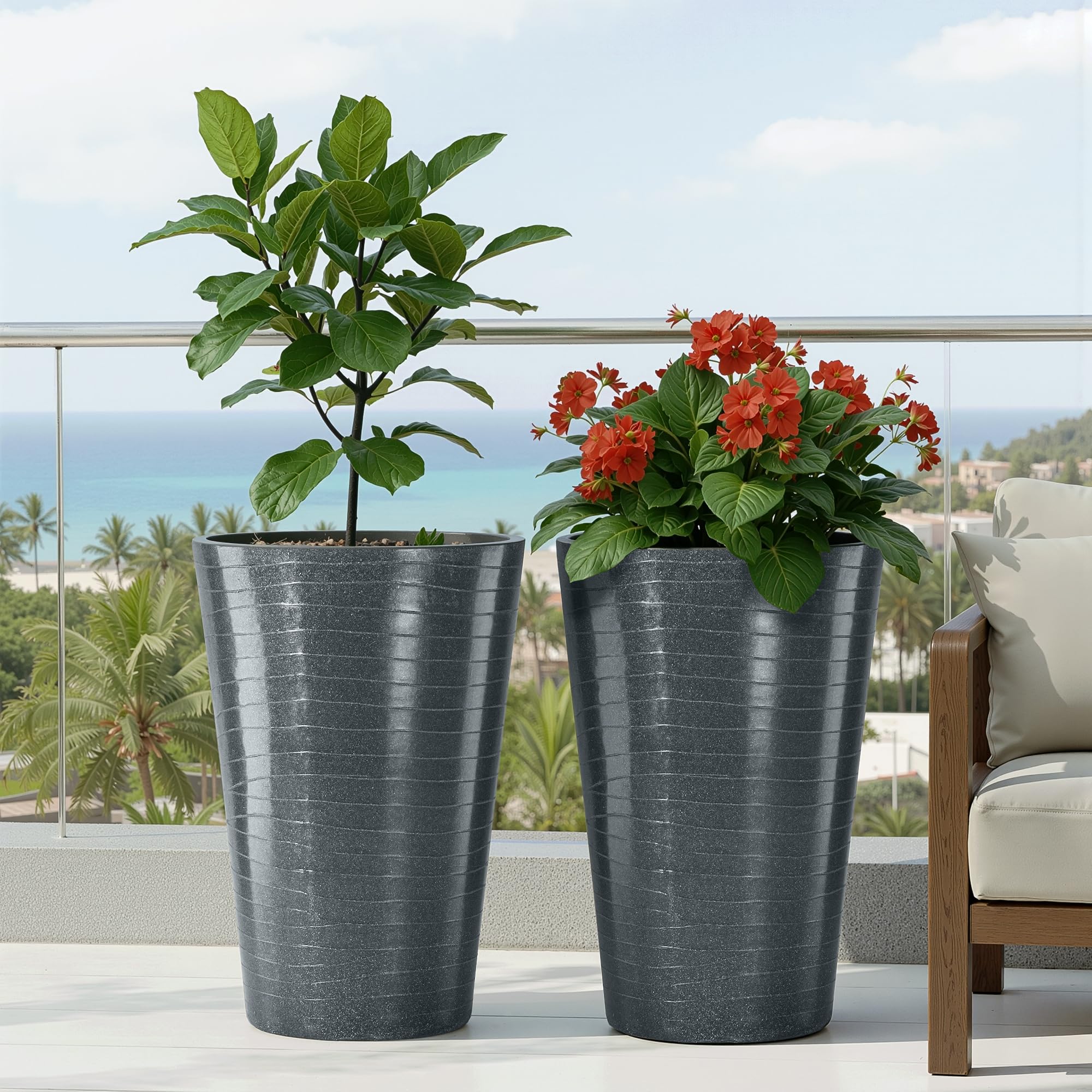 Kuber Industries 23 Inch Big Size Planter - Grey -12