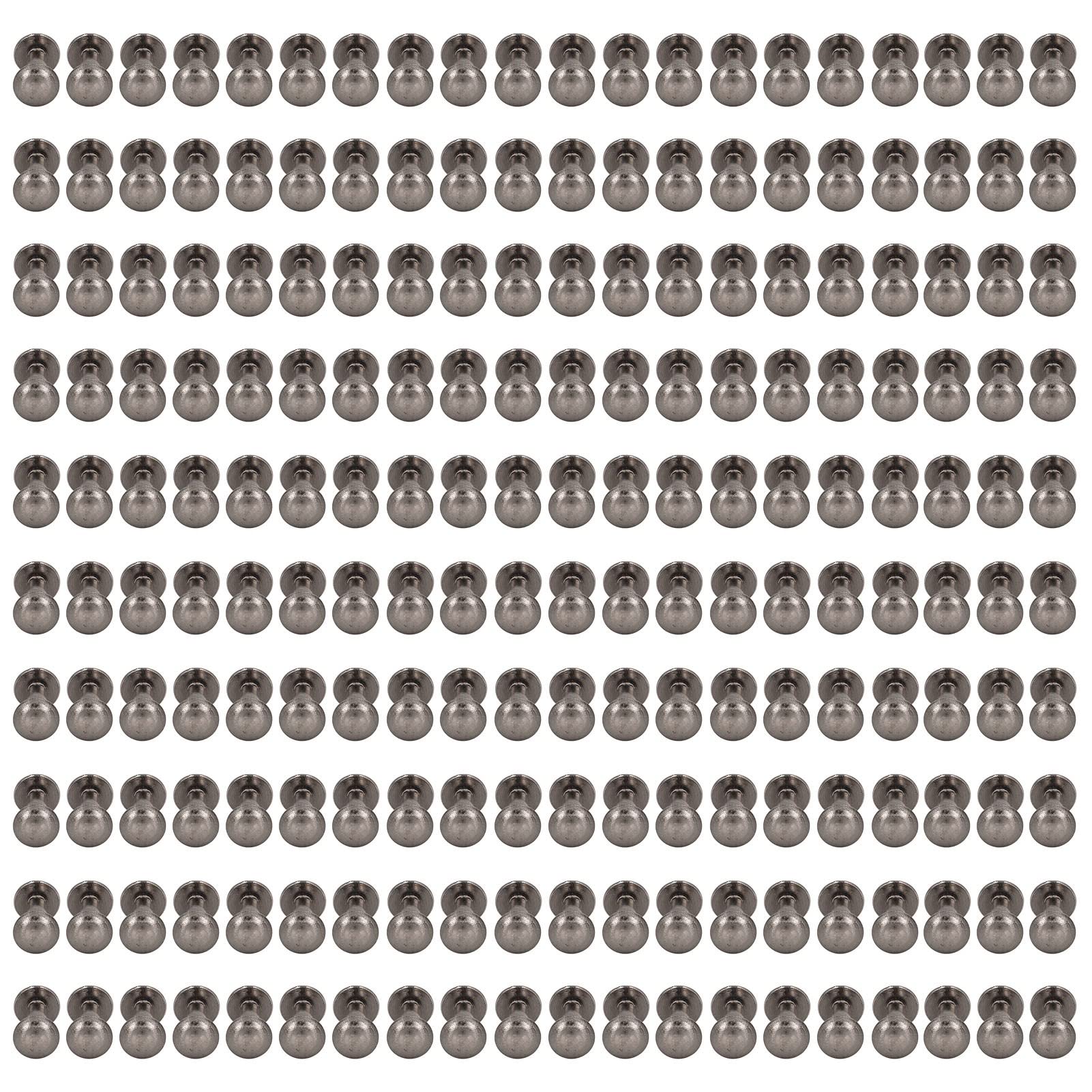 200 juegos de tornillos de encuadernación de libros, tornillos de encuadernación Chicago de Metal y latón ambiental, tornillos de remache de cuero DIY, 10x15mm (Gris)