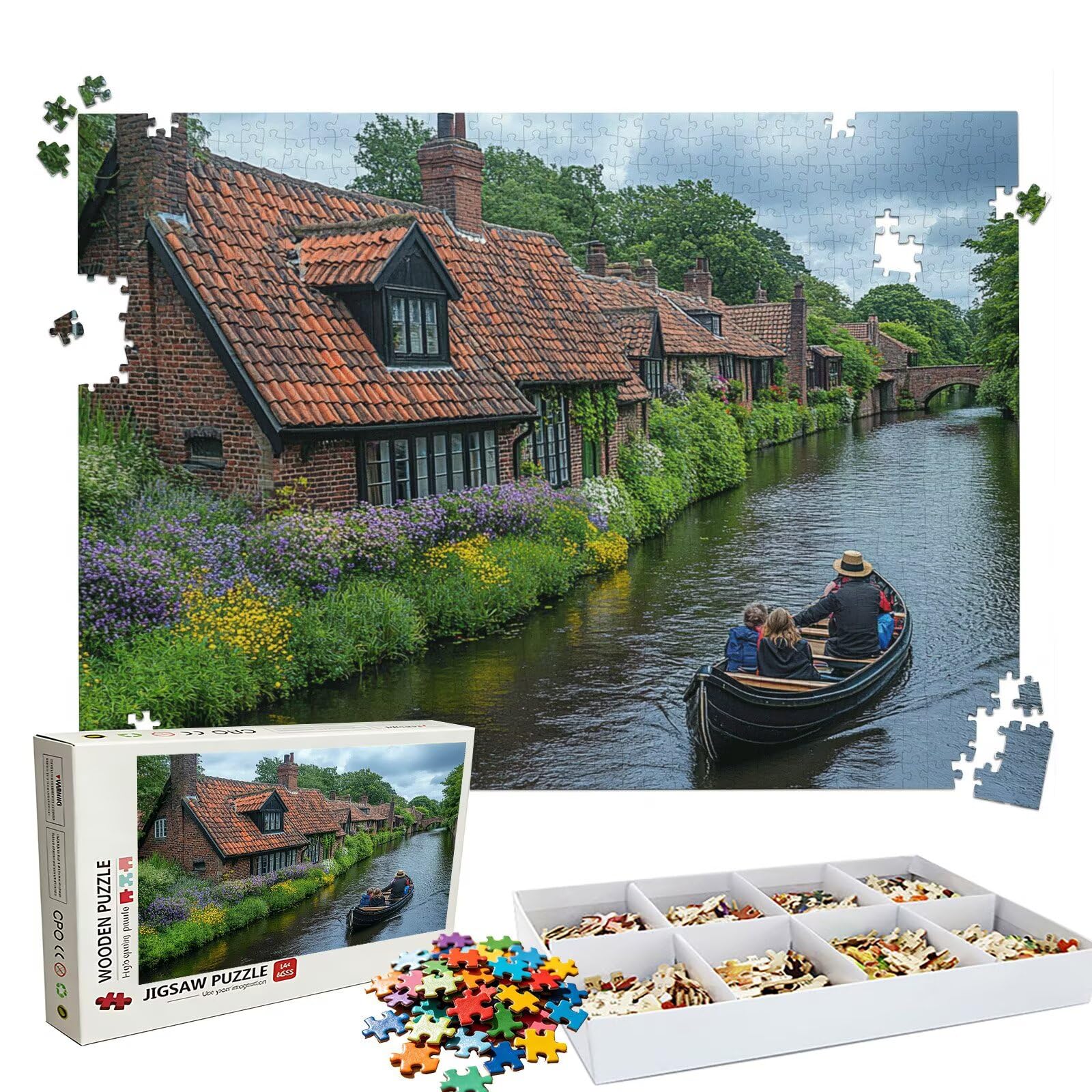 Puzzle 4000 Pezzi Barca fiume, Puzzle 4000 Pièces Challenge Impossible, Puzzles 141.5x87.5 cm Taglia Grande Adulti, Giochi Educativo per Famiglie, Regalo Puzzles Classici, Decorazioni Casa W3H-720