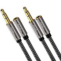 Vista 8 de Cable de extensión de audio estéreo de 200 pies de largo, adaptador AUX hembra a macho de doble blindaje de 0.138 in