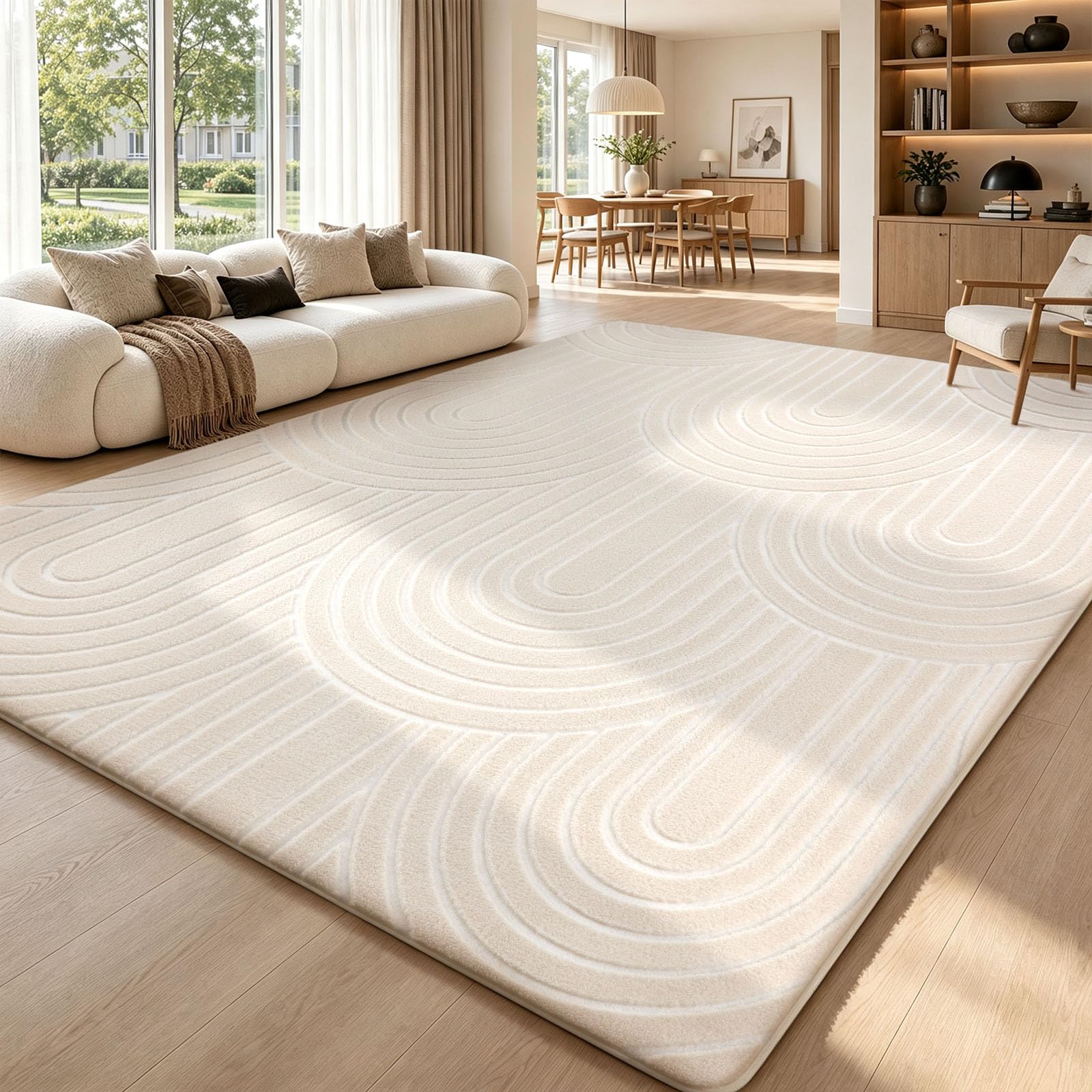Sour Lemon Large Rugs Living Room 160x230cm, White Washable Rug for Bedroom