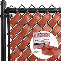 Vista 8 de Cinta de privacidad para valla de eslabones de cadena (madera roja)