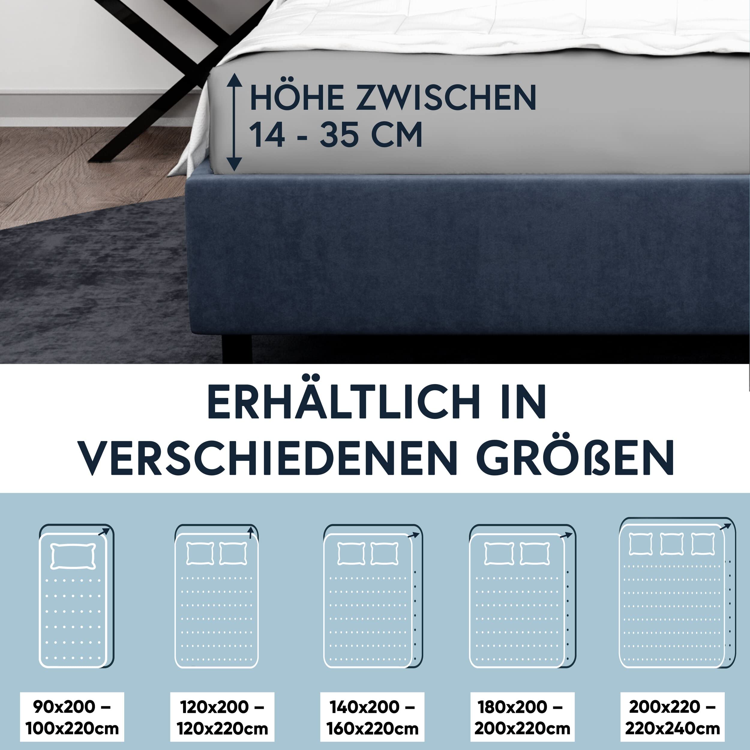 Moon - Luksusowe prześcieradło z gumką Jersey Stretch 230g/m² do łóżek wodnych, łóżek kontynentalnych i tradycyjnych materacy (grafitowy, 200x220-220x240)