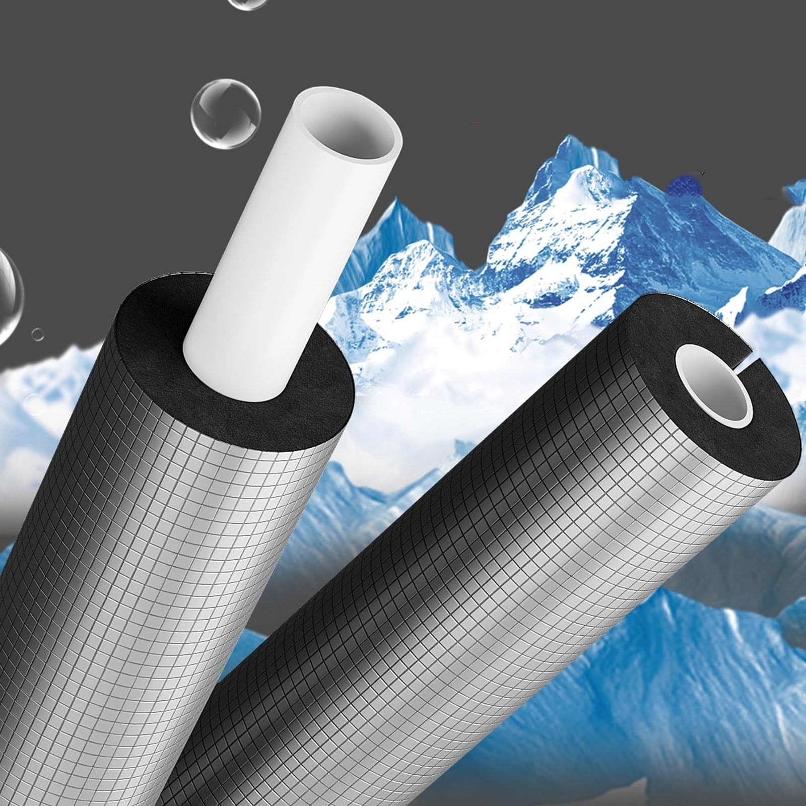 Tubo isolante per tubature, guaina isolante autoadesiva in schiuma con rivestimento in foglio di alluminio, per rubinetti esterni e tubature dell'acqua esterne(ID*TH-219*30mm/8.62*1.18in)