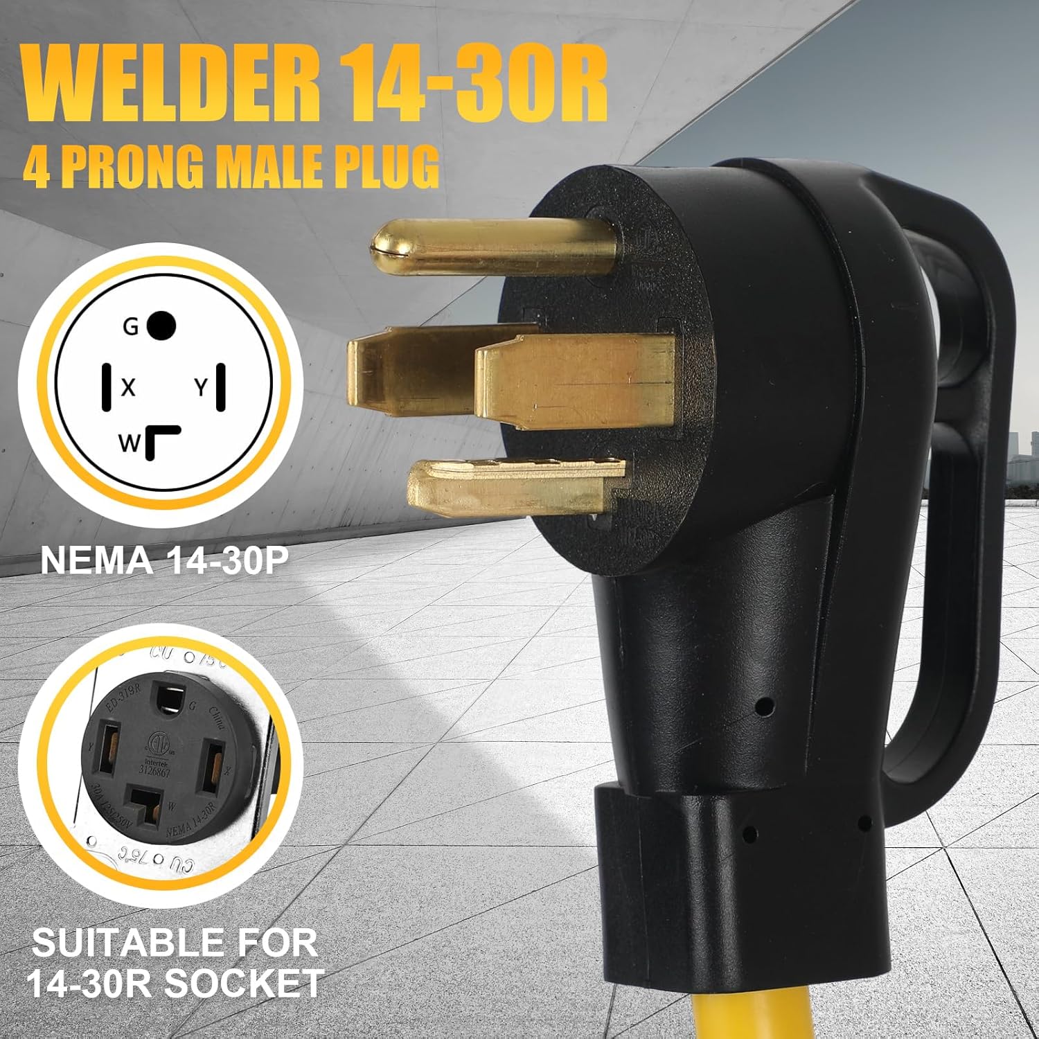 10FT NEMA 14-30P to 6-50R Welder Adapter Cord, ZDHQLHJ 30Amp 4 Prong 14-30 Dryer Male Plug to 50Amp 3 Prong 6-50 Welder Female Receptacle Power Cord, for Welding Machine Plasma Cutter EV Charger