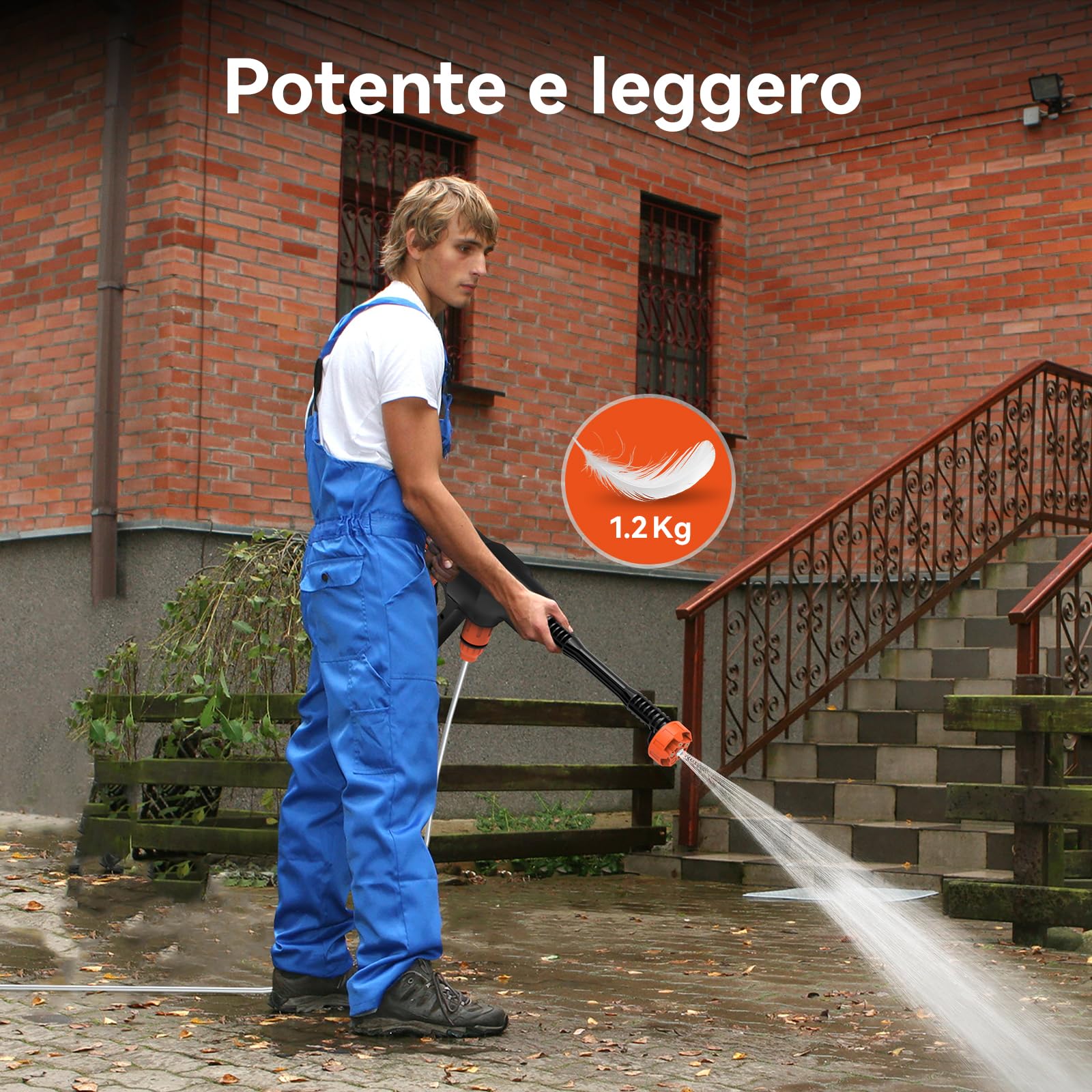 Idropulitrice Portatile, Bravolu Max 500 PSI Idropulitrice a Batteria con Accessori, Lidropulitrice Portatile a Batteria con ugello Multifunzione, Tubo da 5m, Ideale per Auto Casa Giardino
