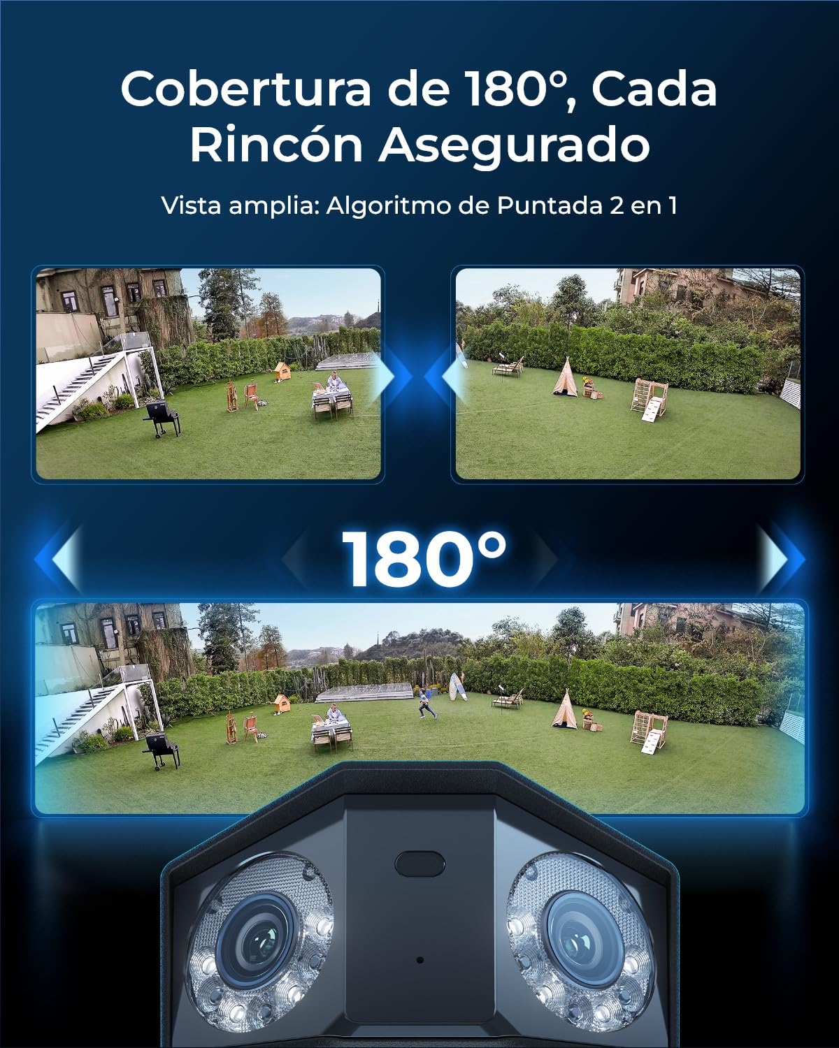 Reolink Cámara Duo 3 PoE: Doble Lente UHD de 16MP, panorámica 180°, Seguimiento de Movimiento, visión Nocturna a Color, detección de Personas/vehículos/Animales, Audio bidireccional, grabación 24/7