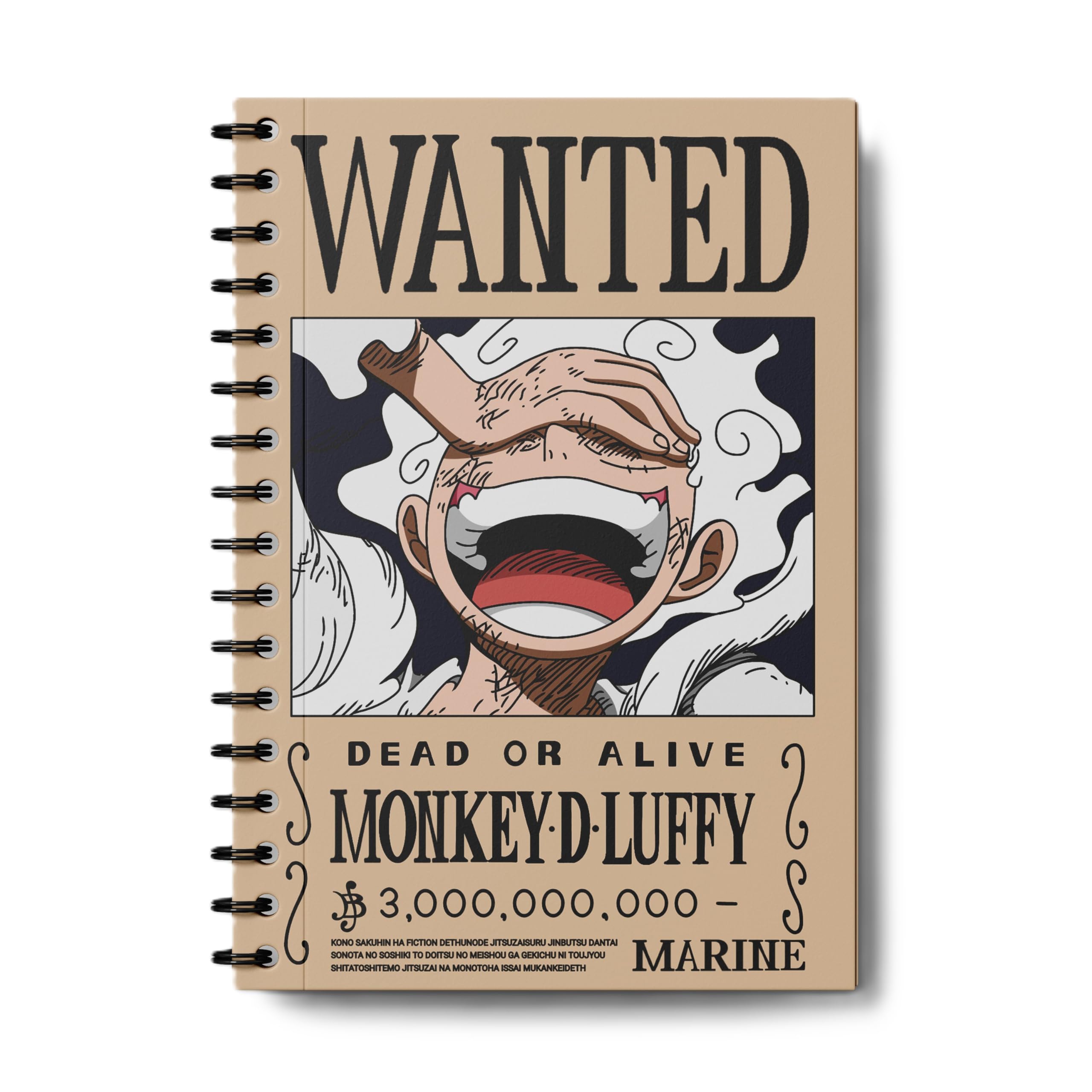 one piece monkey d luffy wanted wiro journal notebook | 80 gsm paper with 350gsm hard cover | unruled | pages - 160 | a5 size | wiro binding | versatile for school, home & office