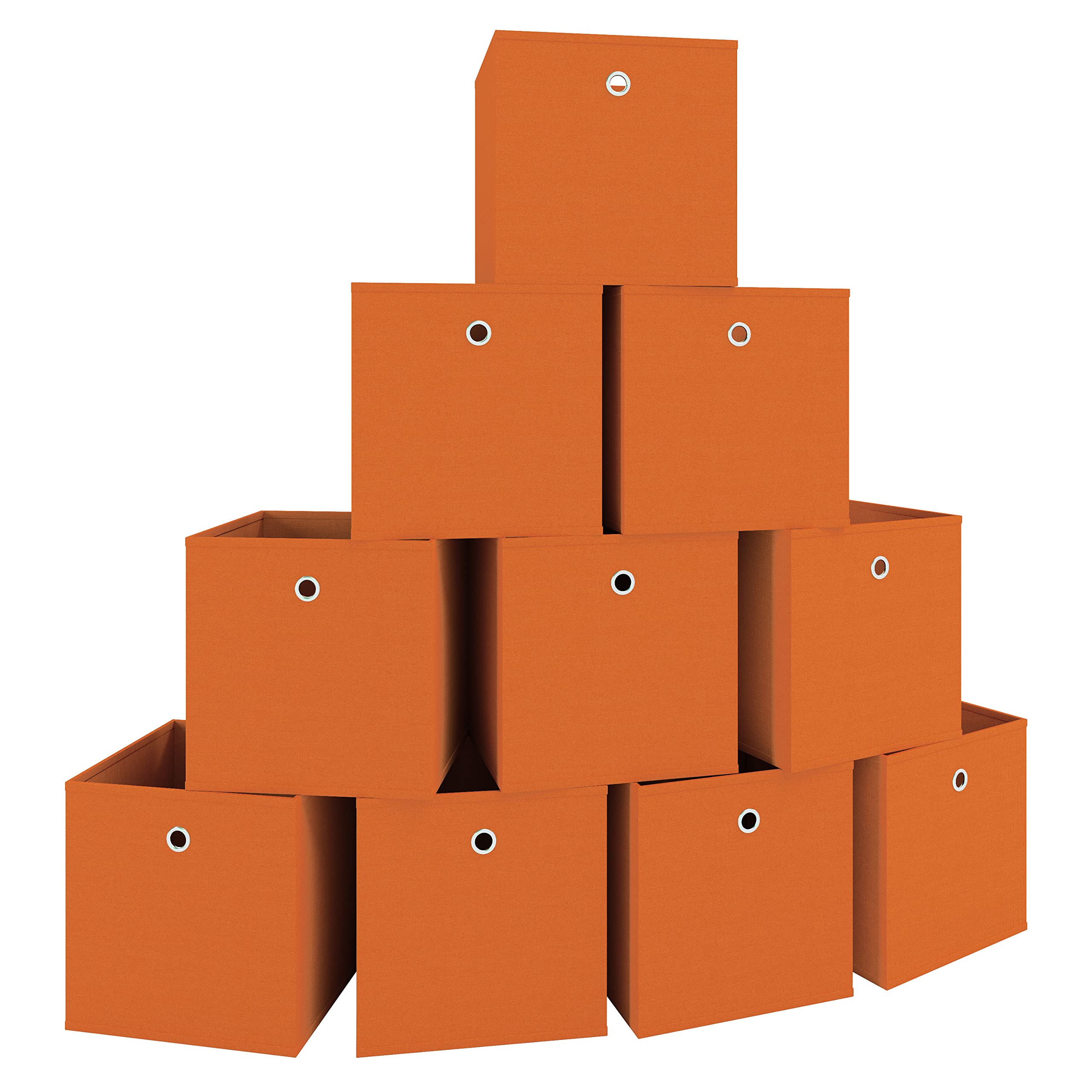 VCM Set of 10 Folding Boxes Box Basket Storage Fabric Organizer Foldable Cube Square Bag Boxas Orange