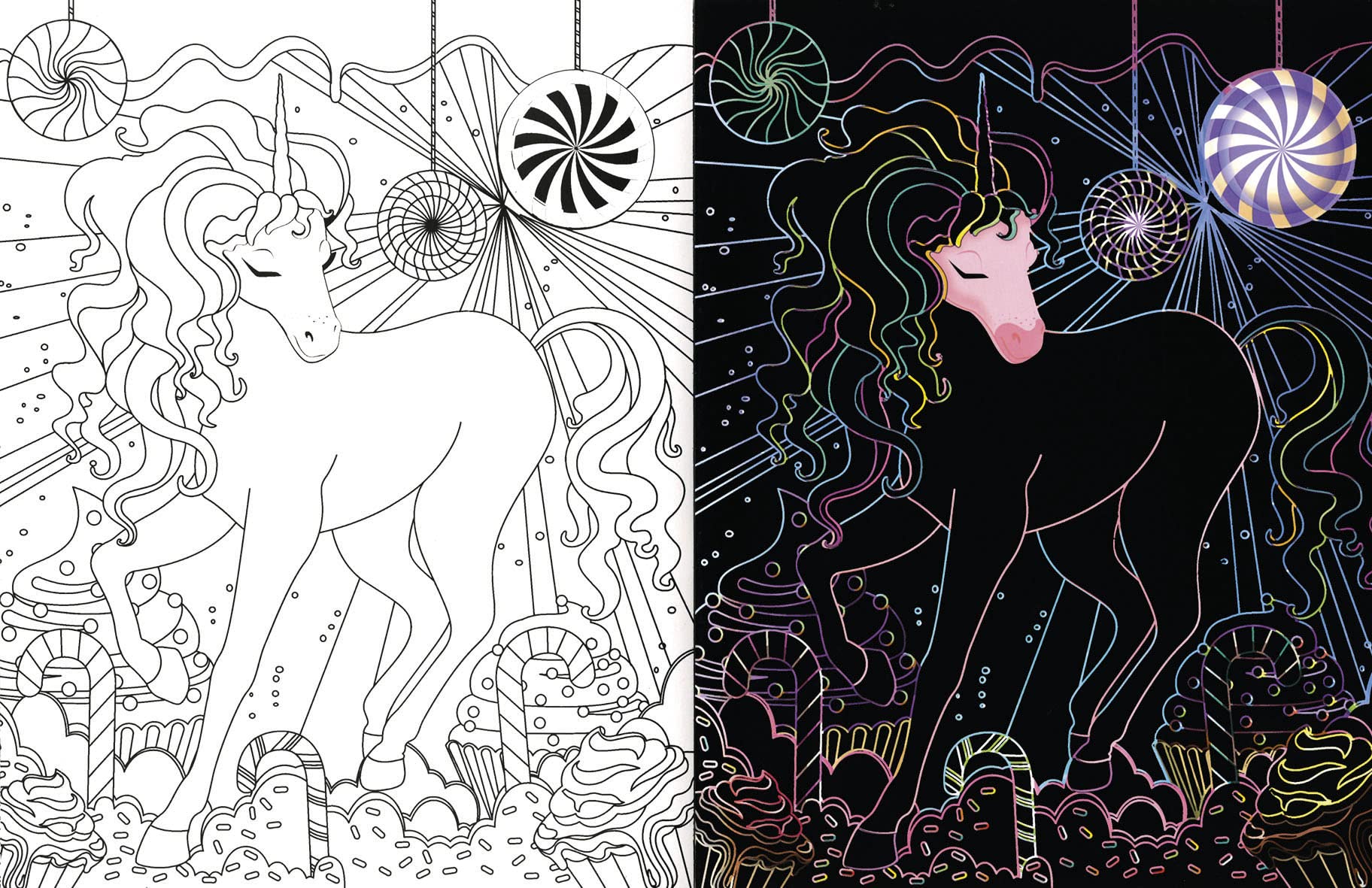 Unicorns. Dibuixos per a rascar i pintar