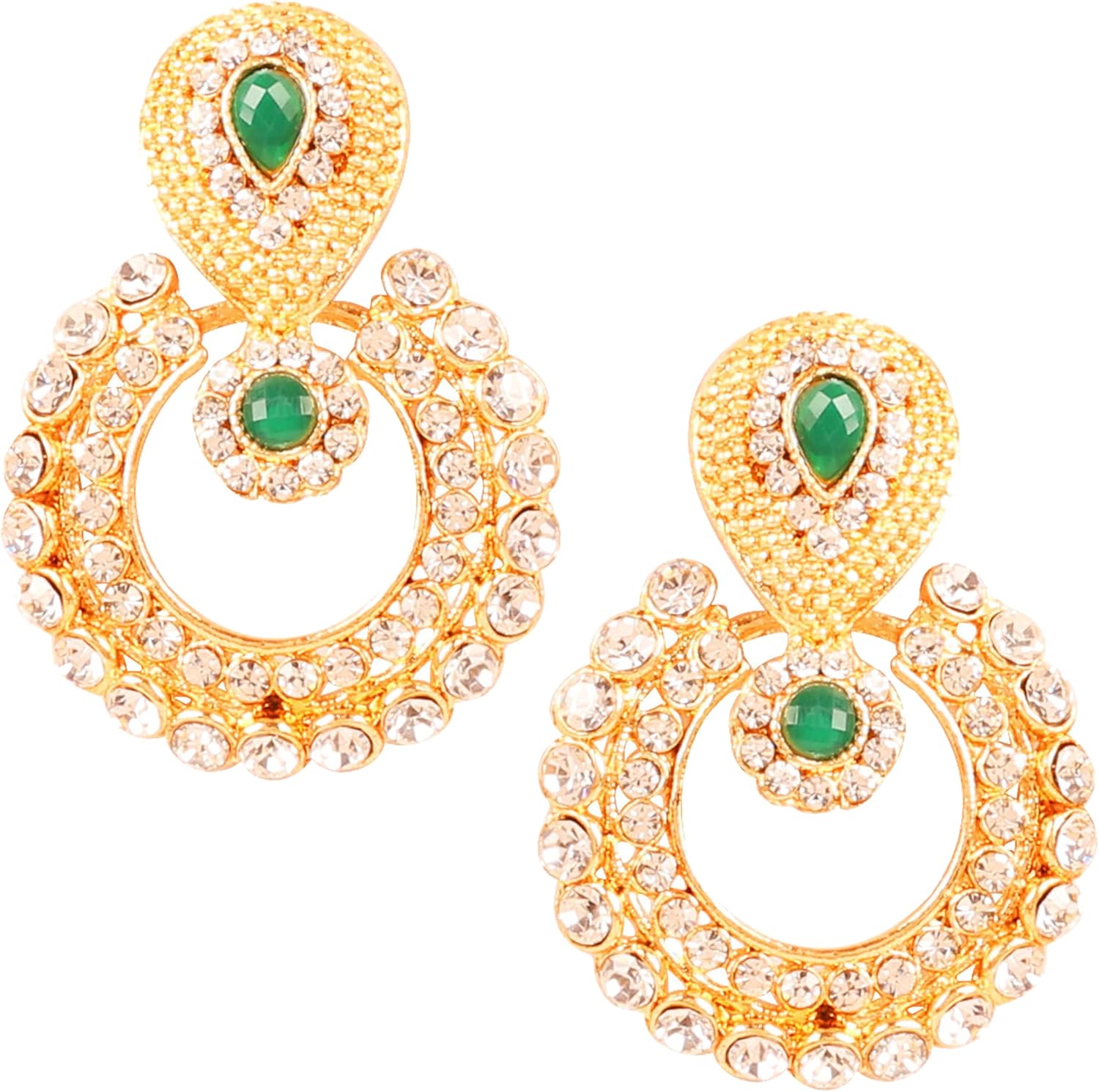 Touchstone Indian Bollywood Bridal Designer Jewelry Chandelier Earrings Chandbali for Women in Gold Tone