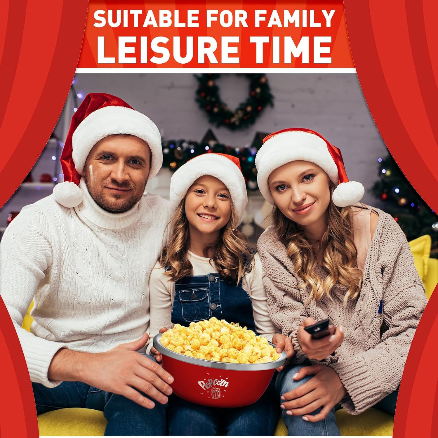 3 Pcs Popcorn Bowls 3.4 Qt Stainless Steel Mixing Bowl Metal Bowl Stainless Steel Bowls Large Reusable Popcorn Serving Bowl for Home Movie Kitchen (Red)