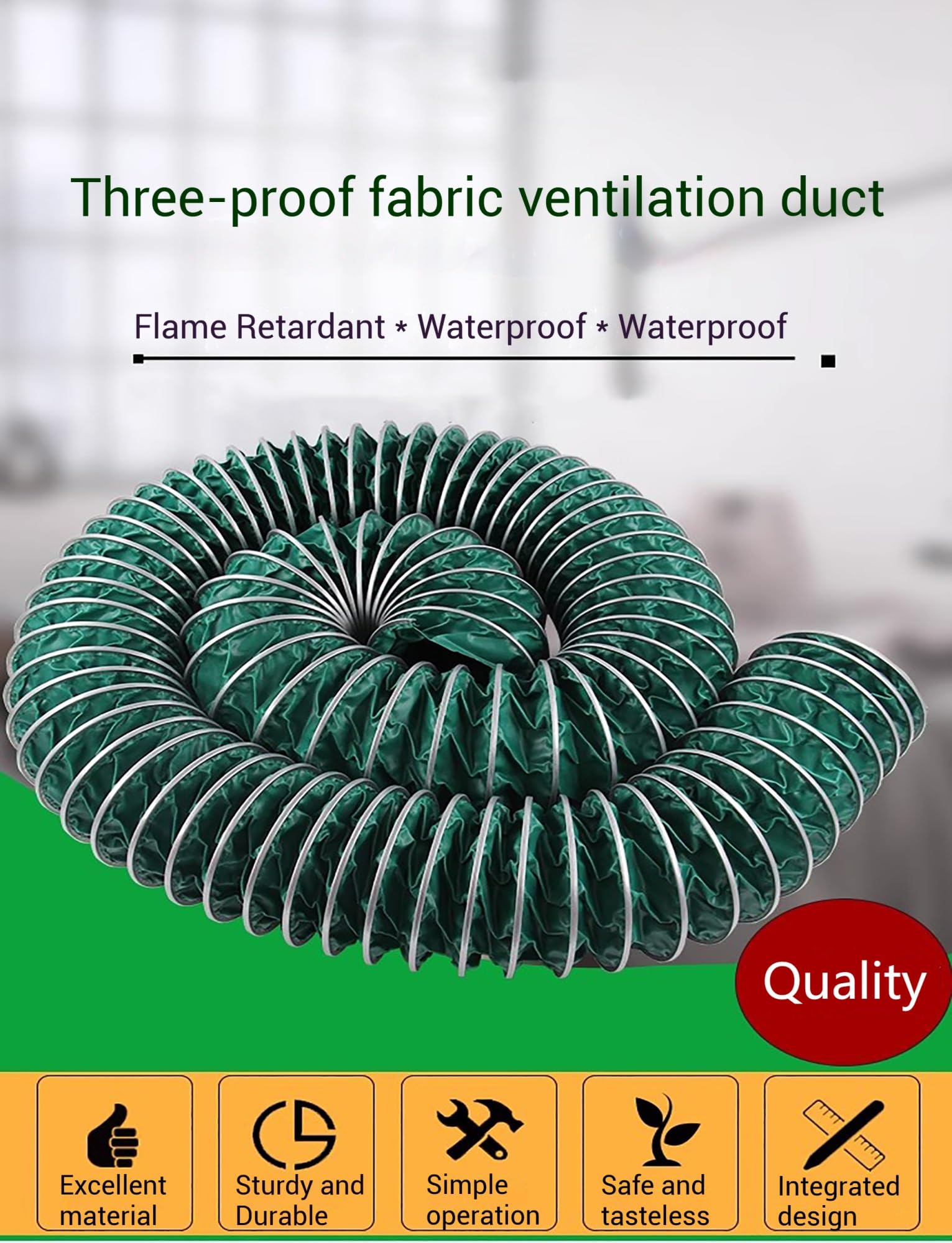 Tubo Flessibile di Ventilazione Commerciale da 3 Metri (10 Piedi), Tagliabile, Pieghevole E Flessibile, Kit di Ventilazione per Asciugatrici, Cucine, Bagni, Tende E Serre (75 Mm)
