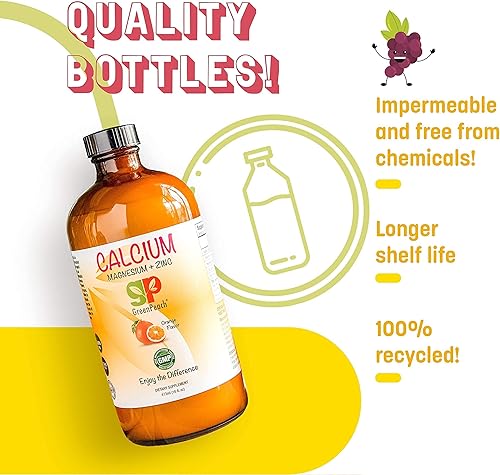 Miniatura 7 de Calcio líquido para niños  Suplemento orgánico de calcio y magnesio  Vegetariano, Kosher citrato de calcio con vitamina D3 suplemento calmante para