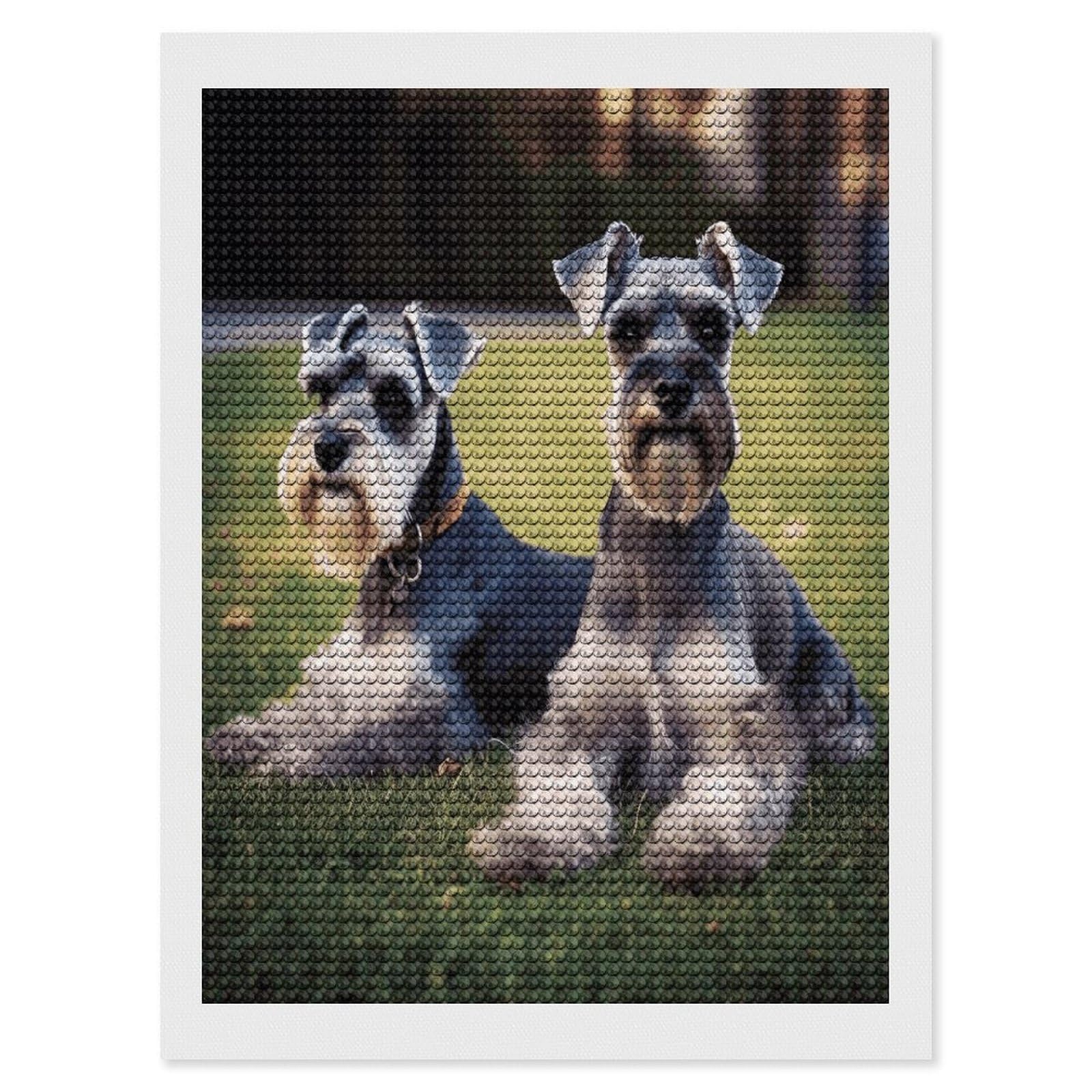 JTREHY Adult Schnauzer Dogs Diamond Art Kits Personalized DIY Round Diamond Painting Kits for Beginner Full Drill Diamonds Dots Paintings for Adults Gem Art Crafts Home Decor
