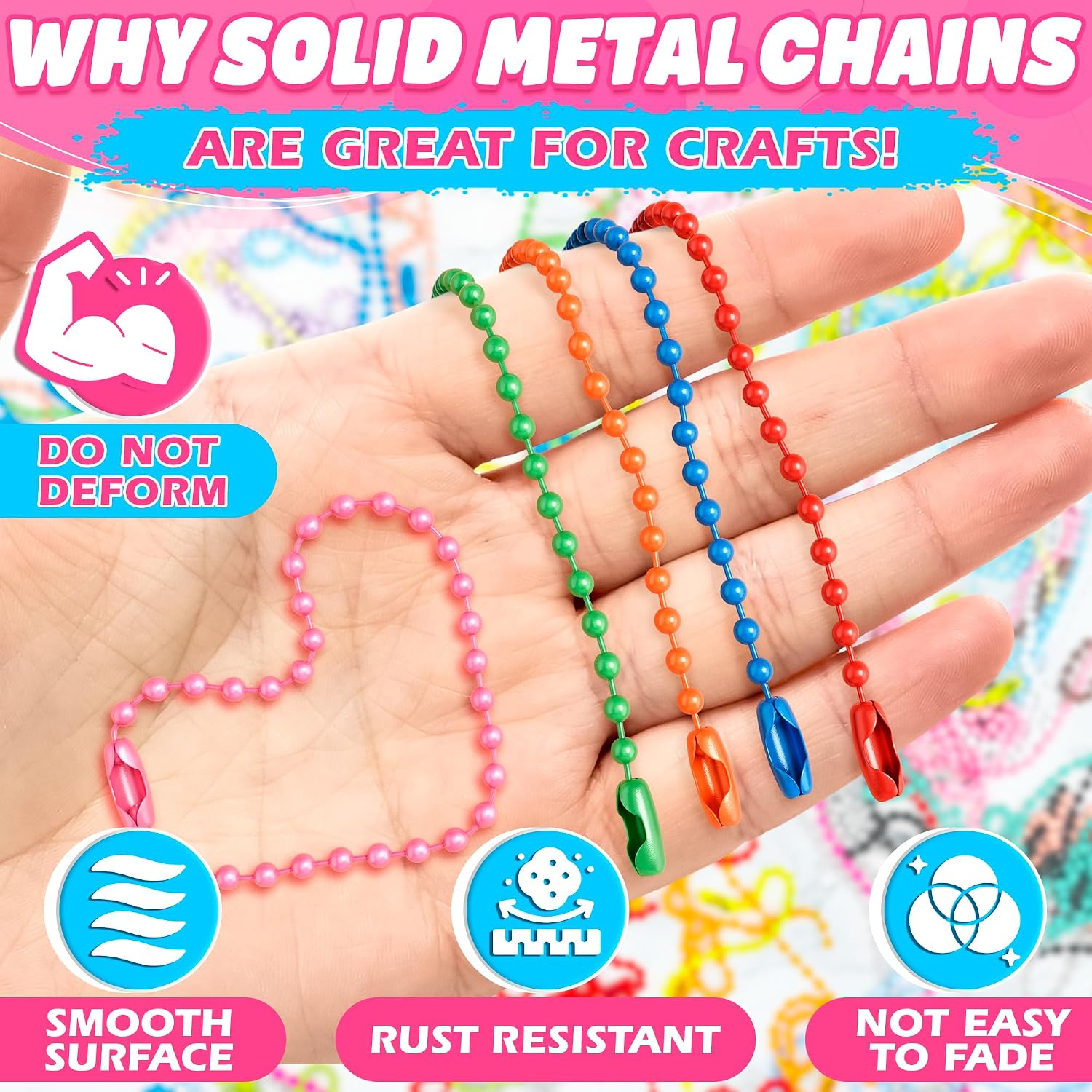200 Pcs Ball Chain Keychain Bulk, 4.72 Inch, Metal, 15 Assorted Colors