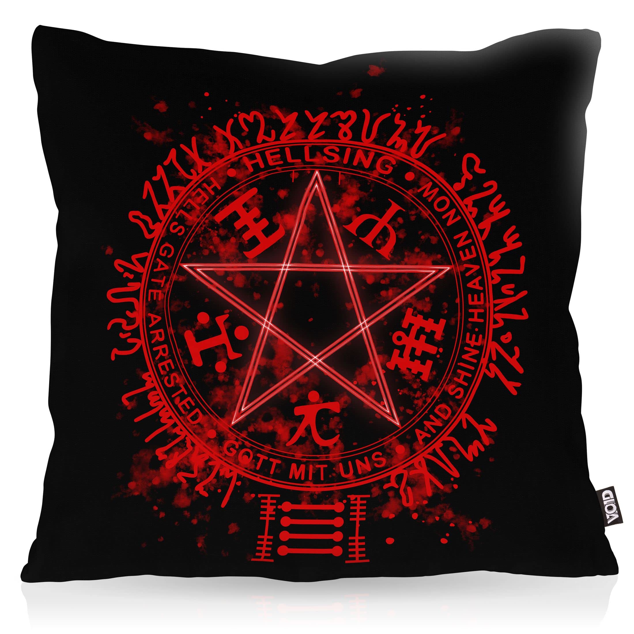 VOID Hellsing Pentagramm Kissenbezug Kissenhülle Polyester wasserfest Outdoor Vampir Anime Manga Japan, Kissen Größe:80 x 80 cm
