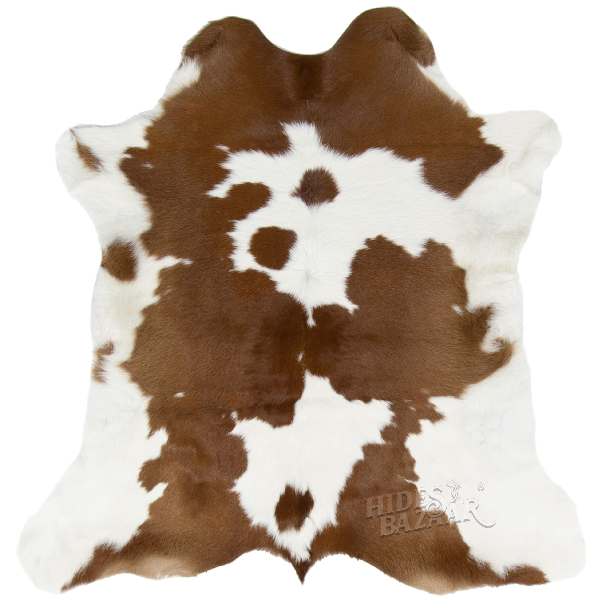 Calf Skin Brown and White Small Cowhide Rug Premium Cow Rugs for Living Room, Bedroom and Office - Real Cowhide Rug with Brown and White Pattern - Authentic Leather Cow Hide Rugs 3x2 ft