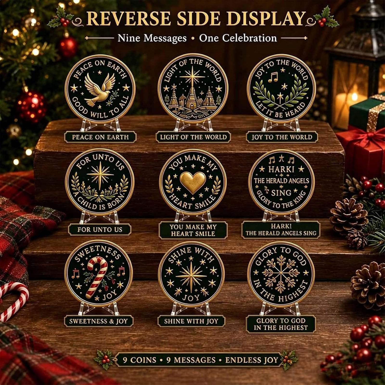Collezione di Monete Commemorative Natalizie, Set da 9 Pezzi (2pc)