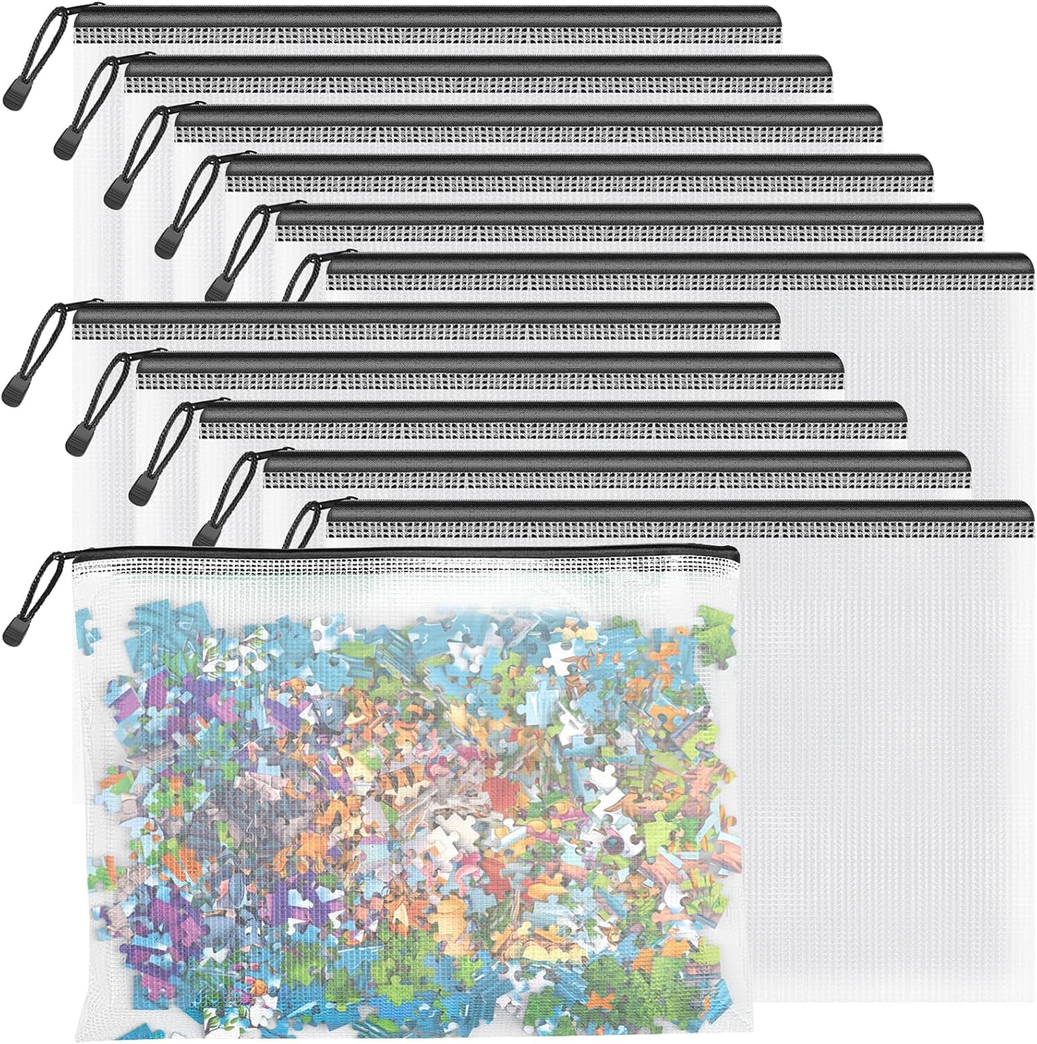 12 Stück Dokumententasche A4 Recycling,wasserdichte Dokumententasche Reissverschluss,Datei Tasche Kunststoff für Bürobedarf,Dokumente,Quittung,Papier,Schule,Prüfungsblatt,Schreibwaren, Kosmetik, Reise