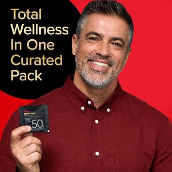 GNC Mega Men 50+ Vitapak, 5-in-1 Multivitamin Pack, Energy Production, Men's Health, 30 Servings