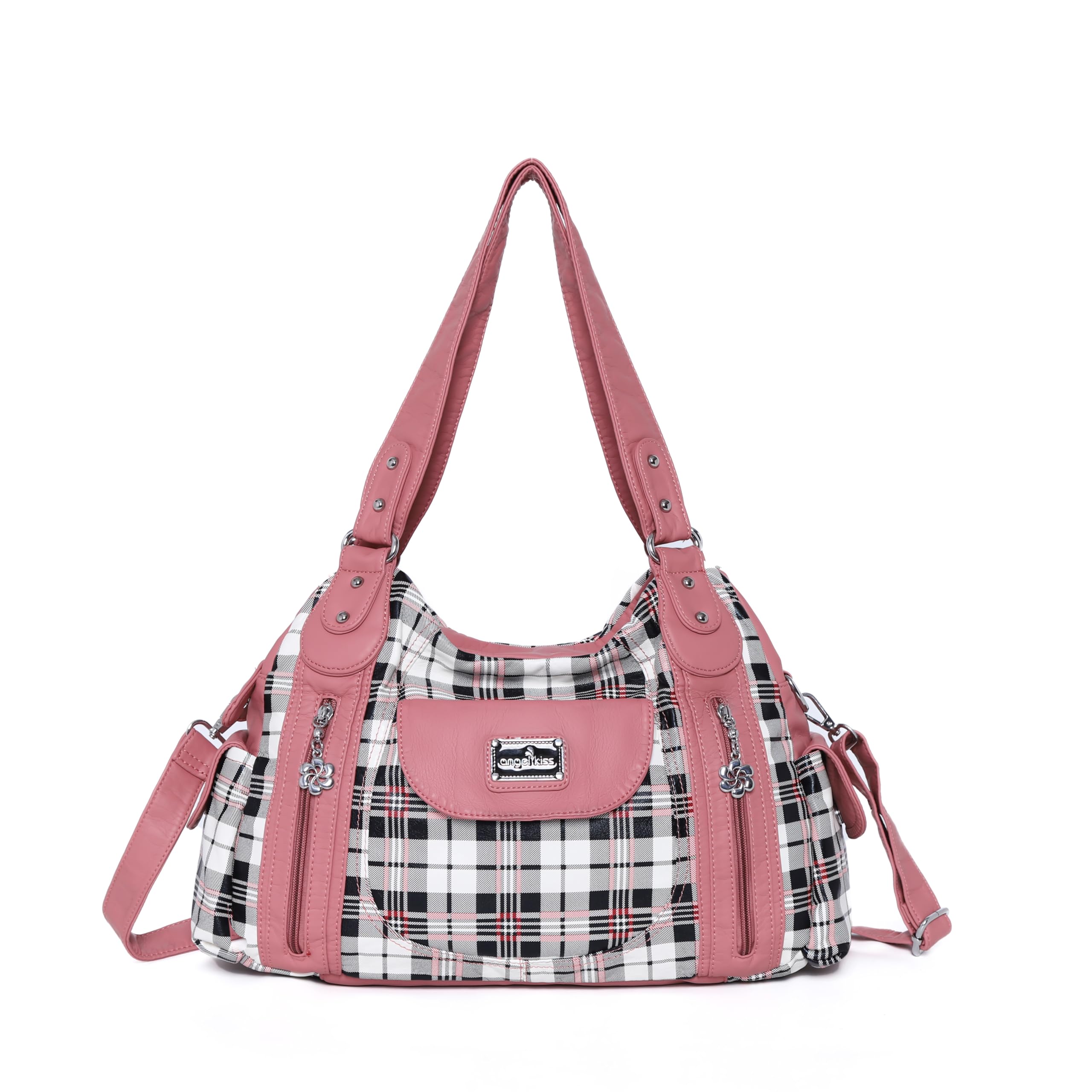 Angel Kiss Hobo, borsa da donna spaziosa a tracolla con tasche multiple, in similpelle, Rosa (Ak812-5g#1894#l02#8901#363Â/Â bianco/rosa), Large
