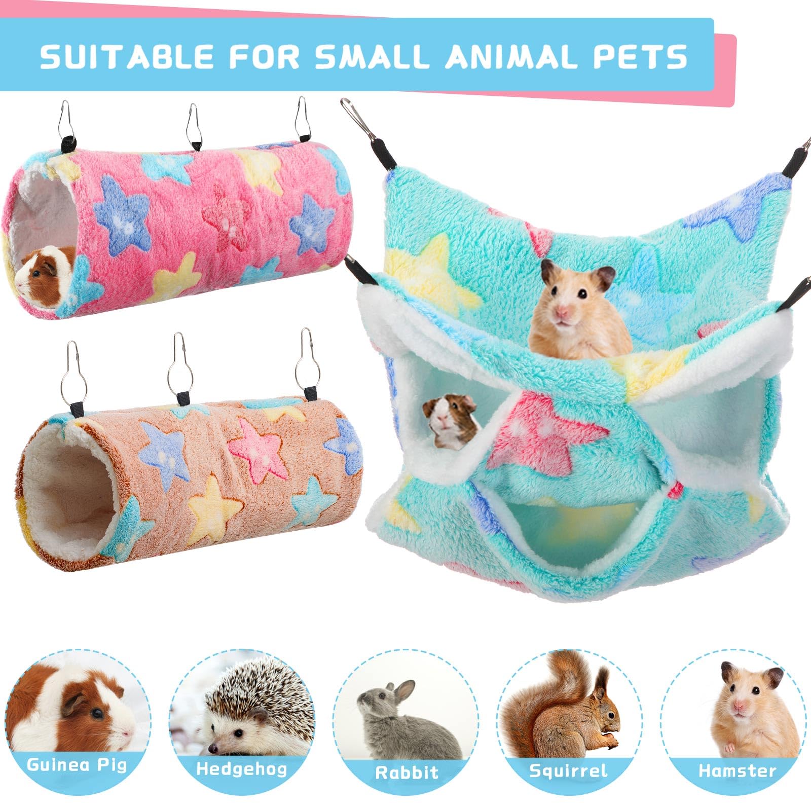 Abbylike Ratten-Hängematte, 3 Etagen, Meerschweinchen, Frettchen, Hängematten, kleines Haustier, Tunnel, Gleiter, Spielzeug, Meerschweinchen, Frettchen, Versteck, Bett, Käfigzubehör für Hamster (Grün