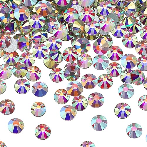 Miniatura 8 de 576 diamantes de imitación de cristal SS30 SS34 SS40 AB, gemas con purpurina y parte trasera plana, diamantes de imitación redondos brillantes para