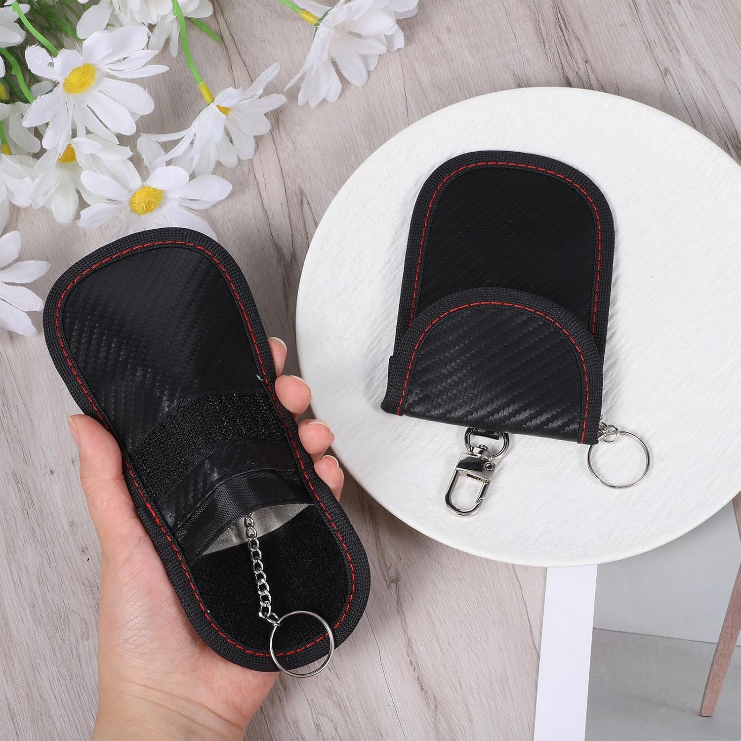 2 Pack Key Fob Cover, Bag for Car Keys, Signal Blocking Pouch, Anti-Theft Key Fob Protector, Cell Phone Blocker Case, Compact Portable Keys Cage