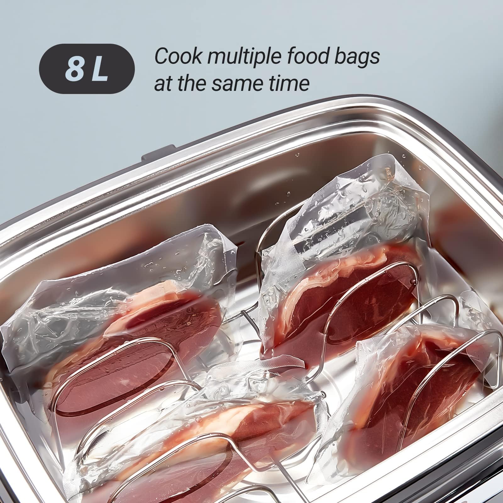 INKBIRD ISV-500W WiFi Cuiseur Sous Vide, Sous Vide Cooker avec Grille| Chauffage Rapide à Circulation d'eau Électromagnétique 3D, avec Recettes Prédéfinies par APP, 700W, Ultra-Silencieux, Inox, 8L