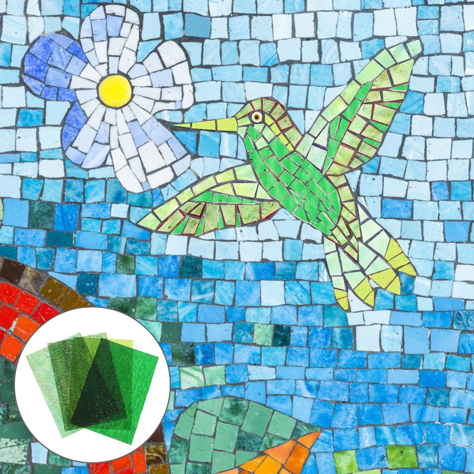 Material para Mosaico de Vidrio Colorido, 4 Piezas, Láminas