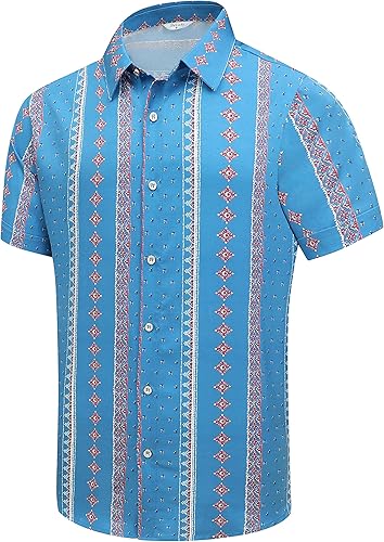 Miniatura 61 de SheLucki - Camisa hawaiana para hombre, unisex, de manga corta, con botones, para la playa y el verano, ropa casual estampada con sombra de palmas