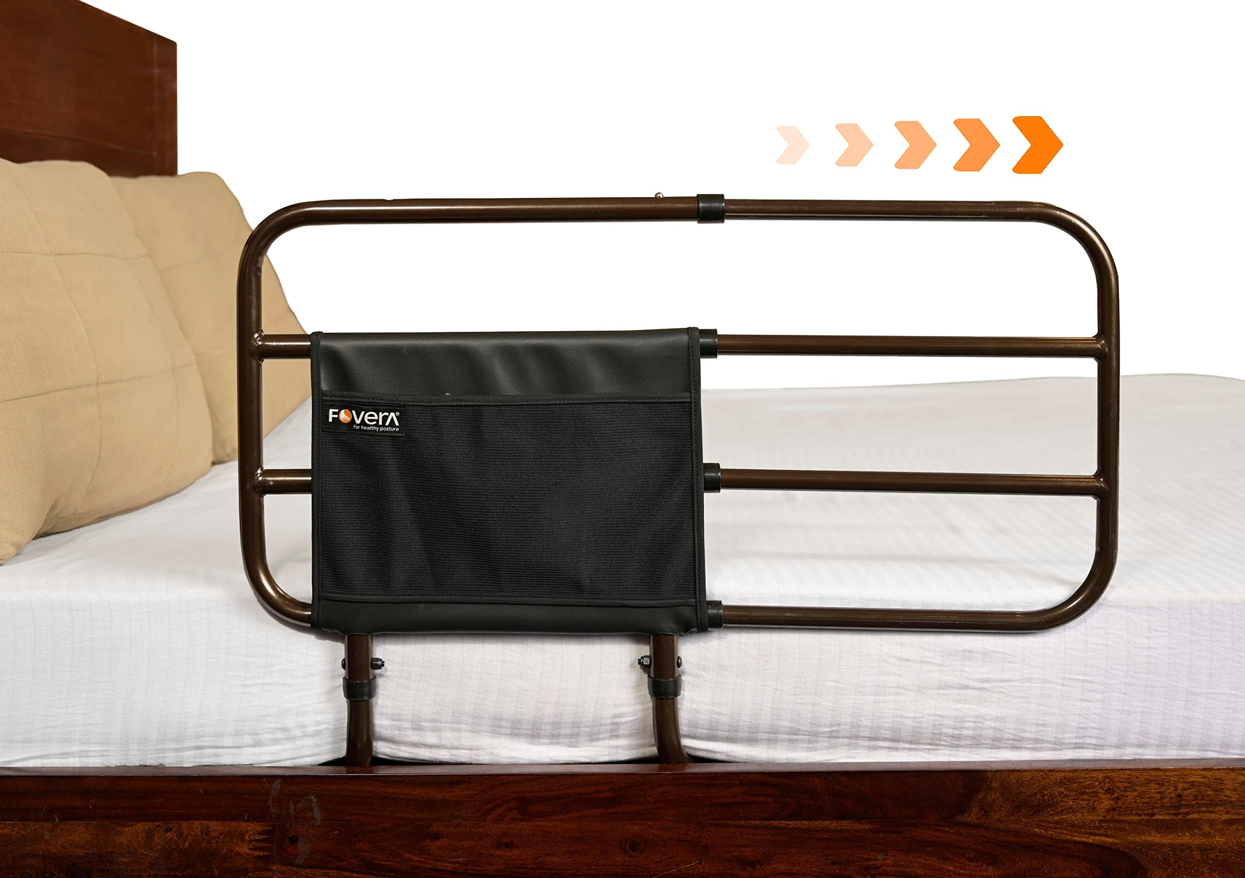 - FOVERA Adjustable Bed Safety Rail for Adults, Elderly, Seniors & Surgery Patients – Assist Bar with Storage Pocket for Fall Prevention, Fits Any Bed & Eases Getting in & Out of Bed (Made in India)