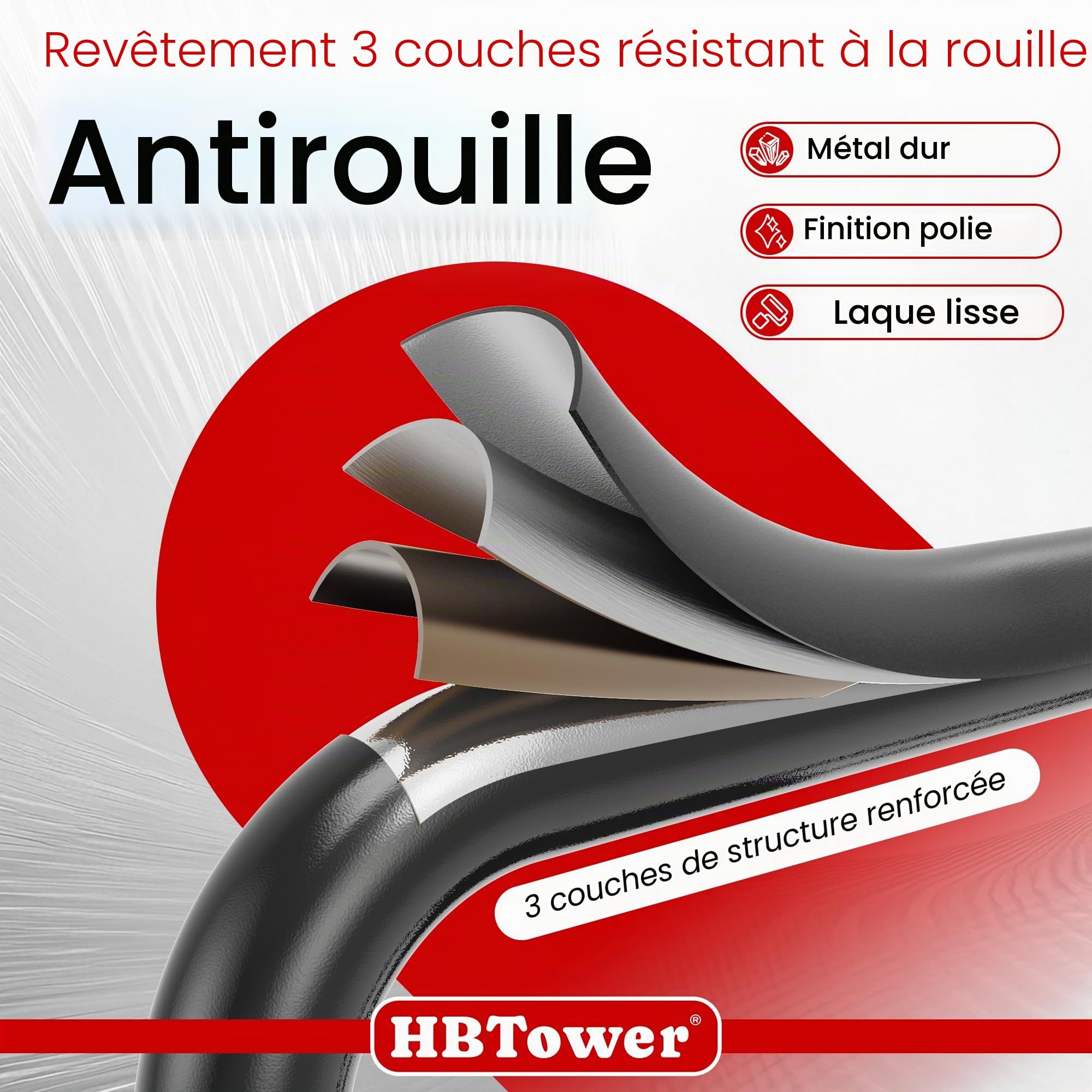 HBTower Escabeau 3 Marches Pliable, Échelle avec Pédales Antidérapantes et Poignée Confortable, Escabeau en Acier Portable, Noir
