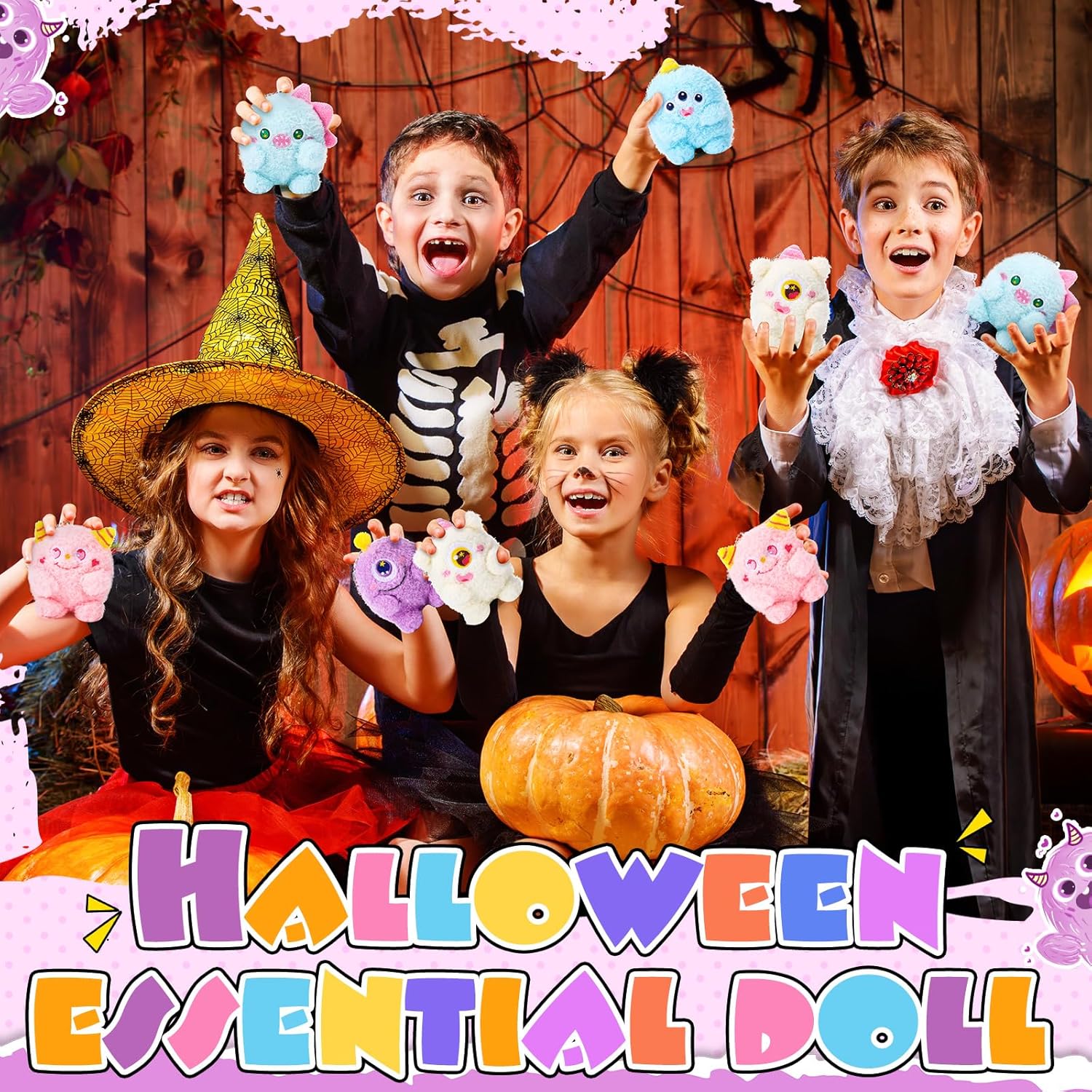 Aoriher 15 Pcs Monster Stuffed Animals Bulk Mini Plush Toys 4 Inches Small Plush Keychain Adopt a Monster for Kid Birthday Party Favor Exchange Gift Classroom Prizes Easter Basket Stuffers, 5 Styles