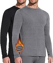 SIHOHAN Mens Thermal Top Long Sleeve Crew Neck Base Layer Fleece Lined Men Winter Underwear Shirts for Outdoor Running Hiking