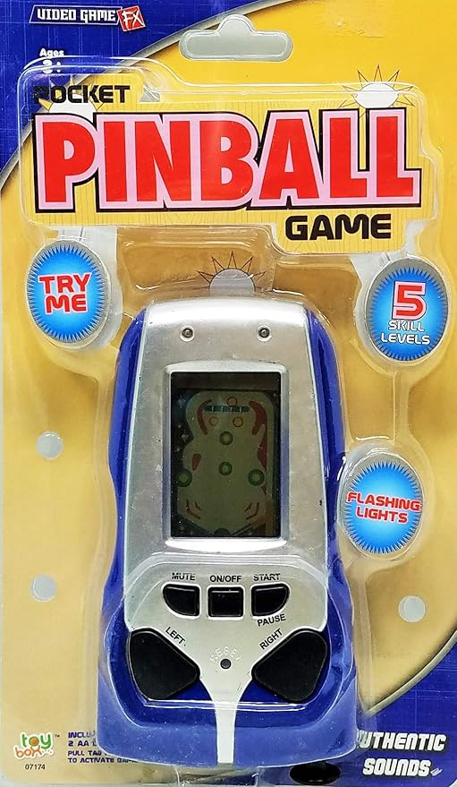 Video Game FX Pocket Pinball Game with Authentic Pinball Game Sounds and Lights