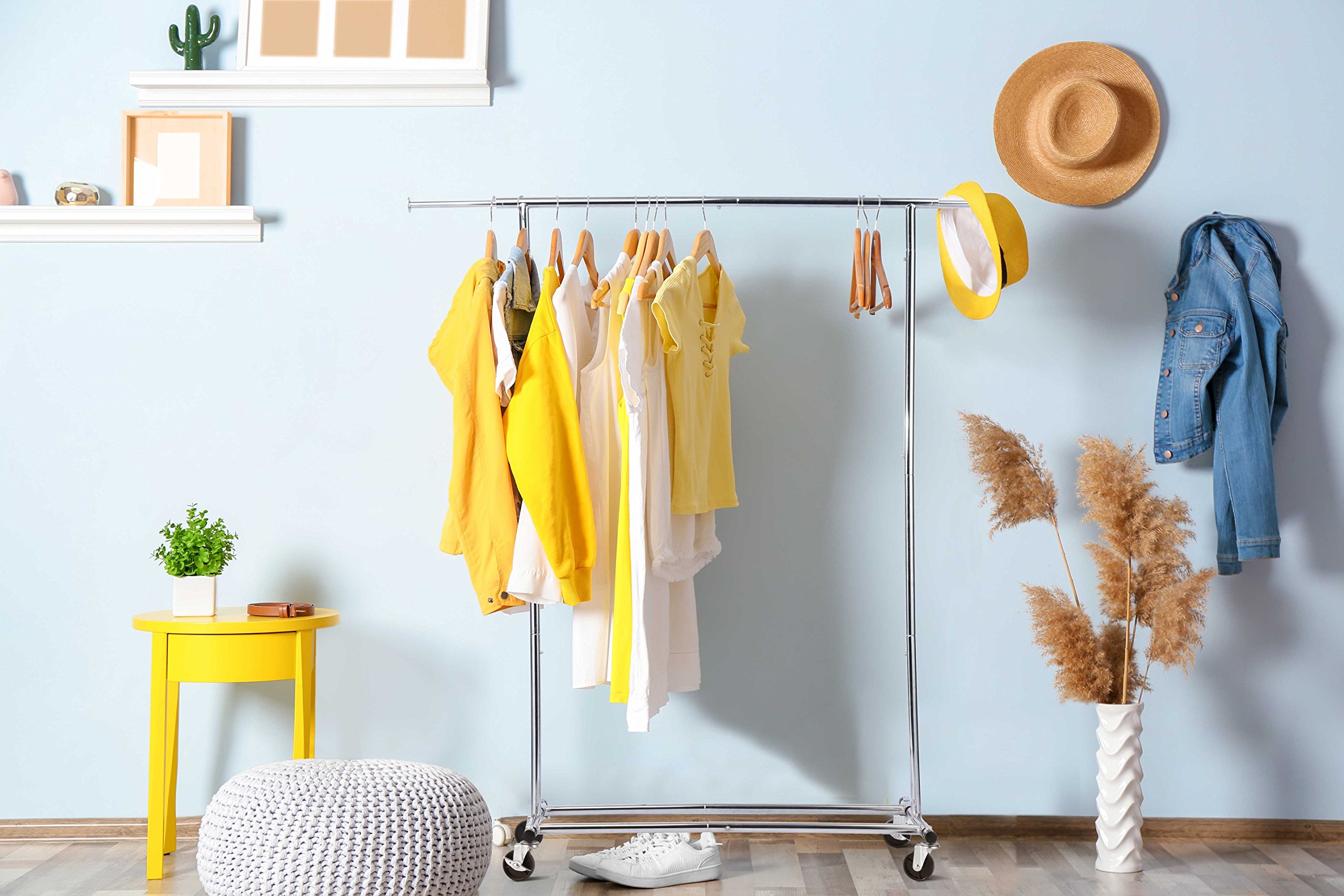 HOUSE DAY Portable Clothing Garment Rack Heavy Duty Rolling Clothes