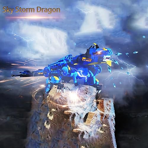 Miniatura 3 de Addshiny Kit de construcción de dragón de control remoto y aplicación con módulo de potencia, 13147 Sky Storm Dragon Set de juguete de ladrillo,