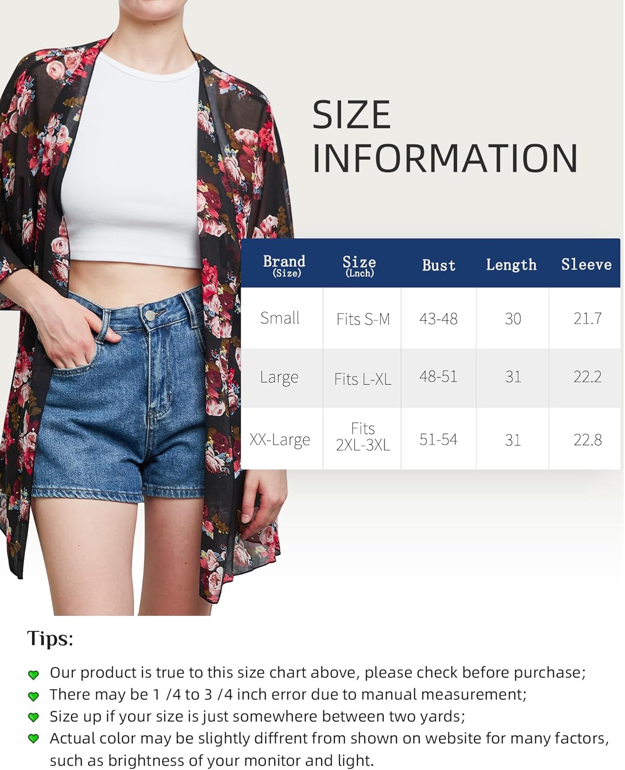 Argstar Women's Kimono Cardigans Casual Summer Tops Cover up Open Front Floral Print Resort Wear/Beachwear - Image 6