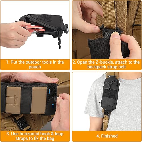 Miniatura 2 de Mochila con correa de hombro para accesorios, bolsa táctica Molle multifuncional militar EDC bolsillos para herramientas pequeñas y compactas para