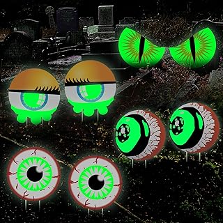 Halloween Decorations Outdoor Eyeball Yard Signs 8PCS Glow in the Dark Signs with Stakes Halloween Large Eyeball Outdoor Props Yard Decorations With Stakes