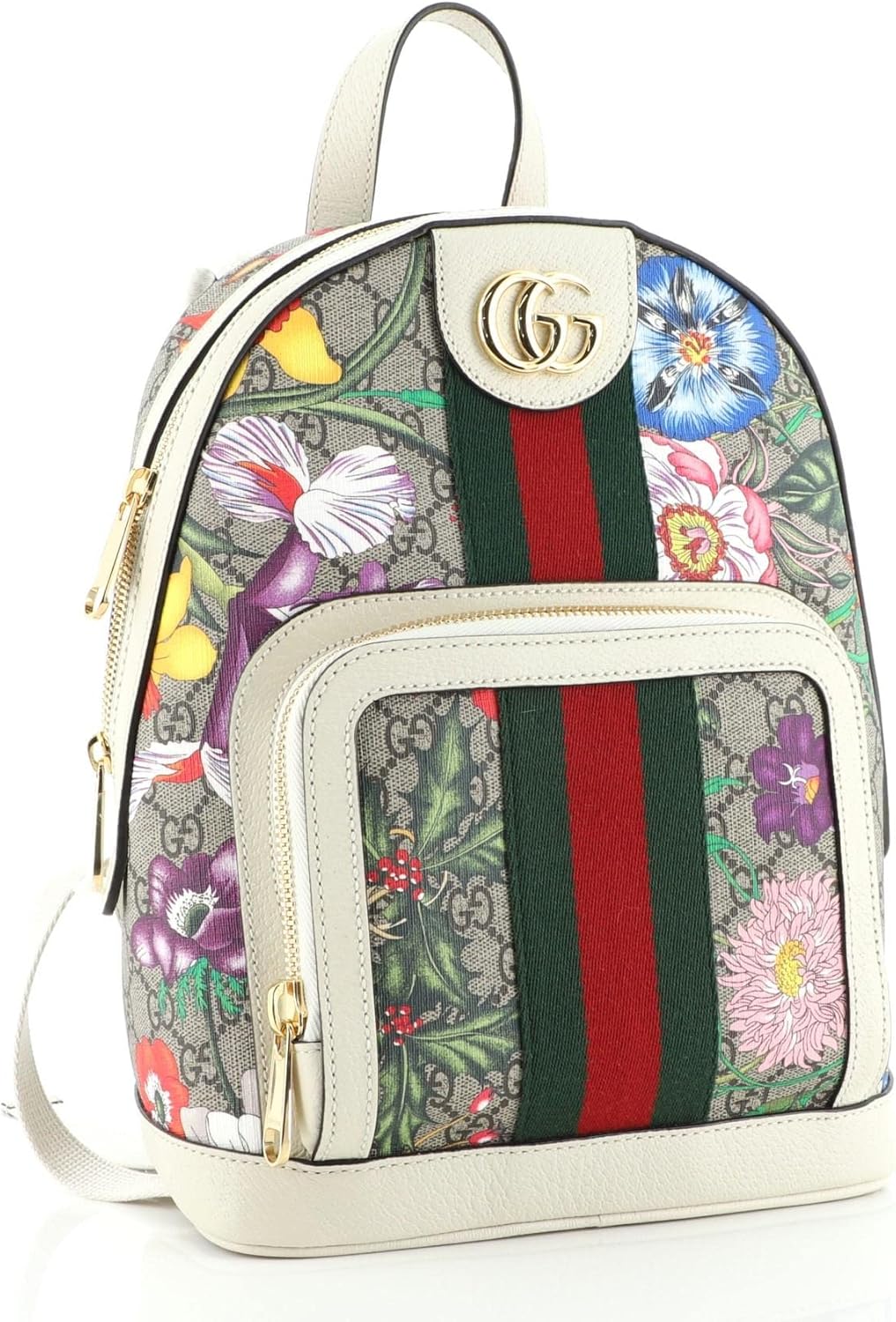 Gucci Soho Backpack Bag Leather Pink Rosette Hibiscus Red Shoulder Italy New