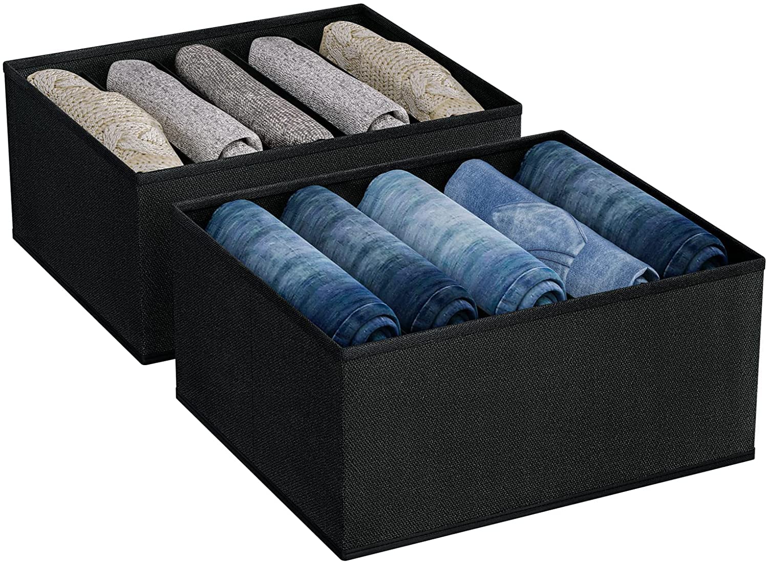 SHIBUI Wardrobe Clothes Organizer Foldable Jeans Drawer, Closet Organizers And Storage Box, Clothes Organizer For Folded Clothes, Jeans,Sweater,T-Shirt(5 Grids, Black, Pack Of 2, Polyester), Inside (B0BNQG9KCW) Amazon Price History, Amazon Price Tracker