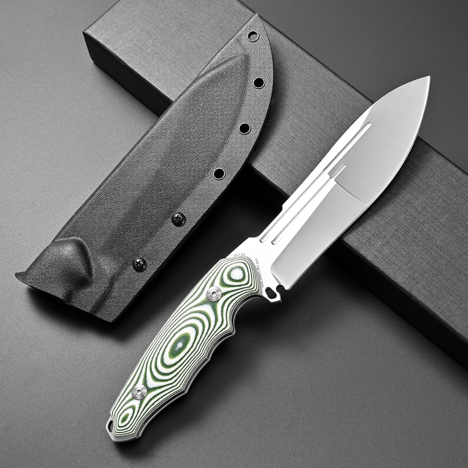 Eafengrow EF153 Fixed Blade Knife 1095 High Carbon Steel Blade Micarta/ G10 Handle Full Tang EDC Straight Knife for Outdoor Working Camping