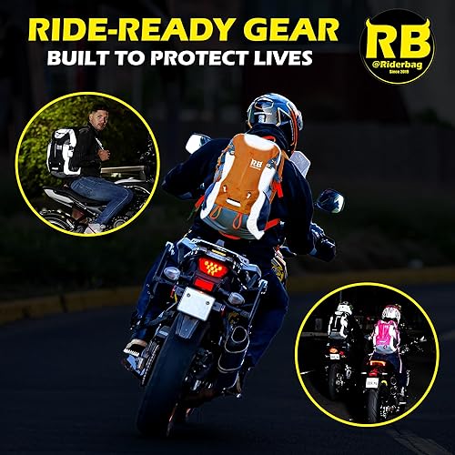 Miniatura 4 de Mochila reflectante para motocicleta bolsa EDC Hi Viz para ciclistas, viajes nocturnos, viajes, equipo con compartimento para casco y laptop,